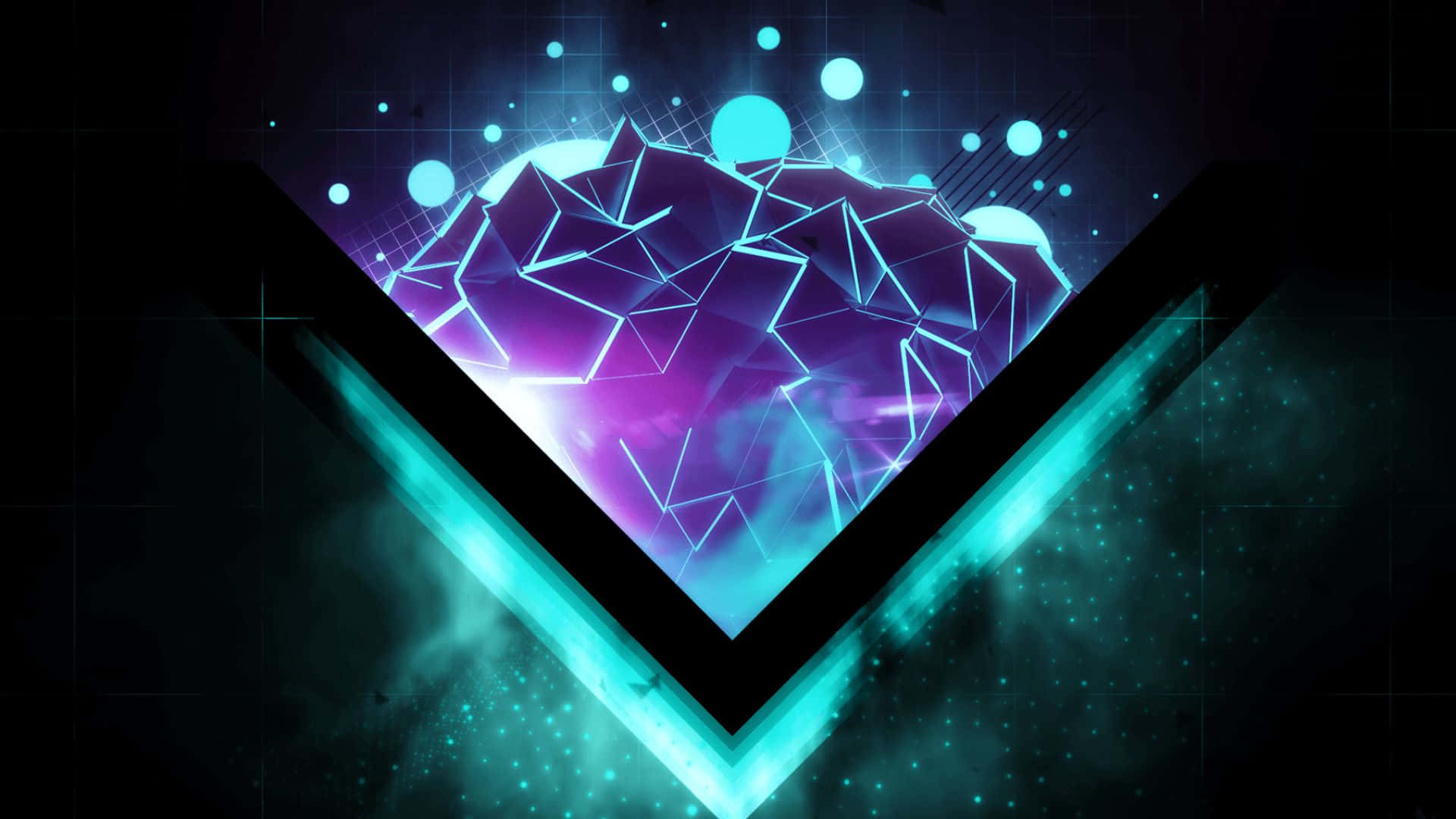 geometric diamond shape, neon blue, purple, Full HD Desktop Wallpaper