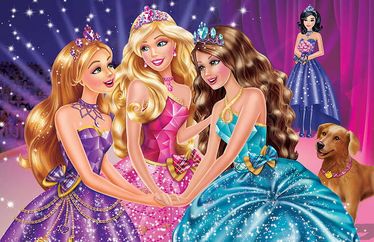 Beautiful Princesses, glittering gowns, starry lights, SD Desktop Wallpaper