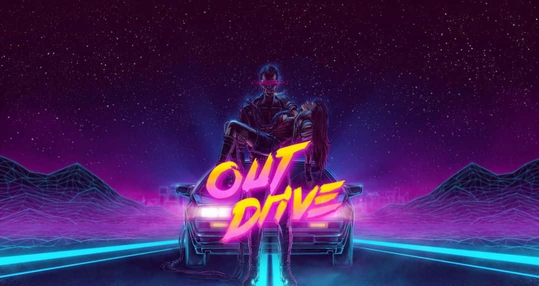 neon-drenched, retrofuturistic, glowing car, SD Desktop Wallpaper