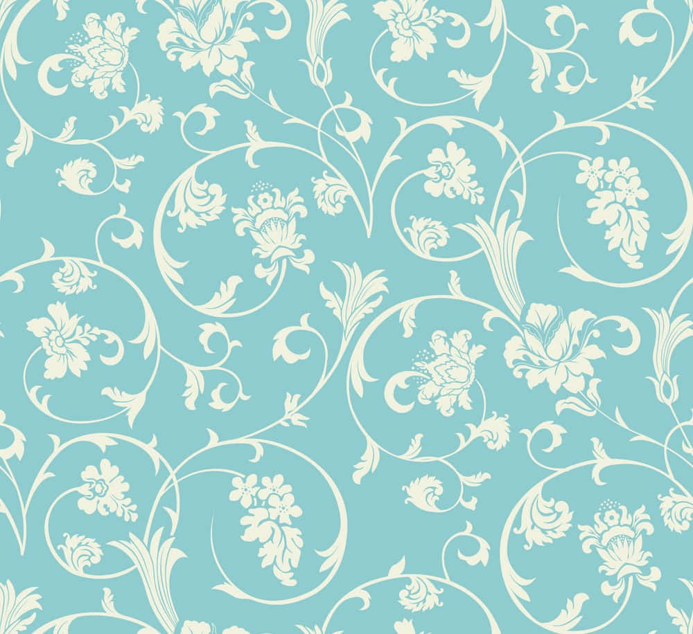 cream floral vines, soft turquoise, repeating ornate patterns, SD Desktop Wallpaper