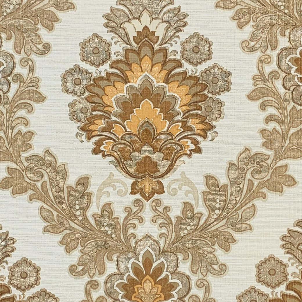 Beautiful Retro, damask wallpaper, golden brown floral motifs, SD Desktop Wallpaper