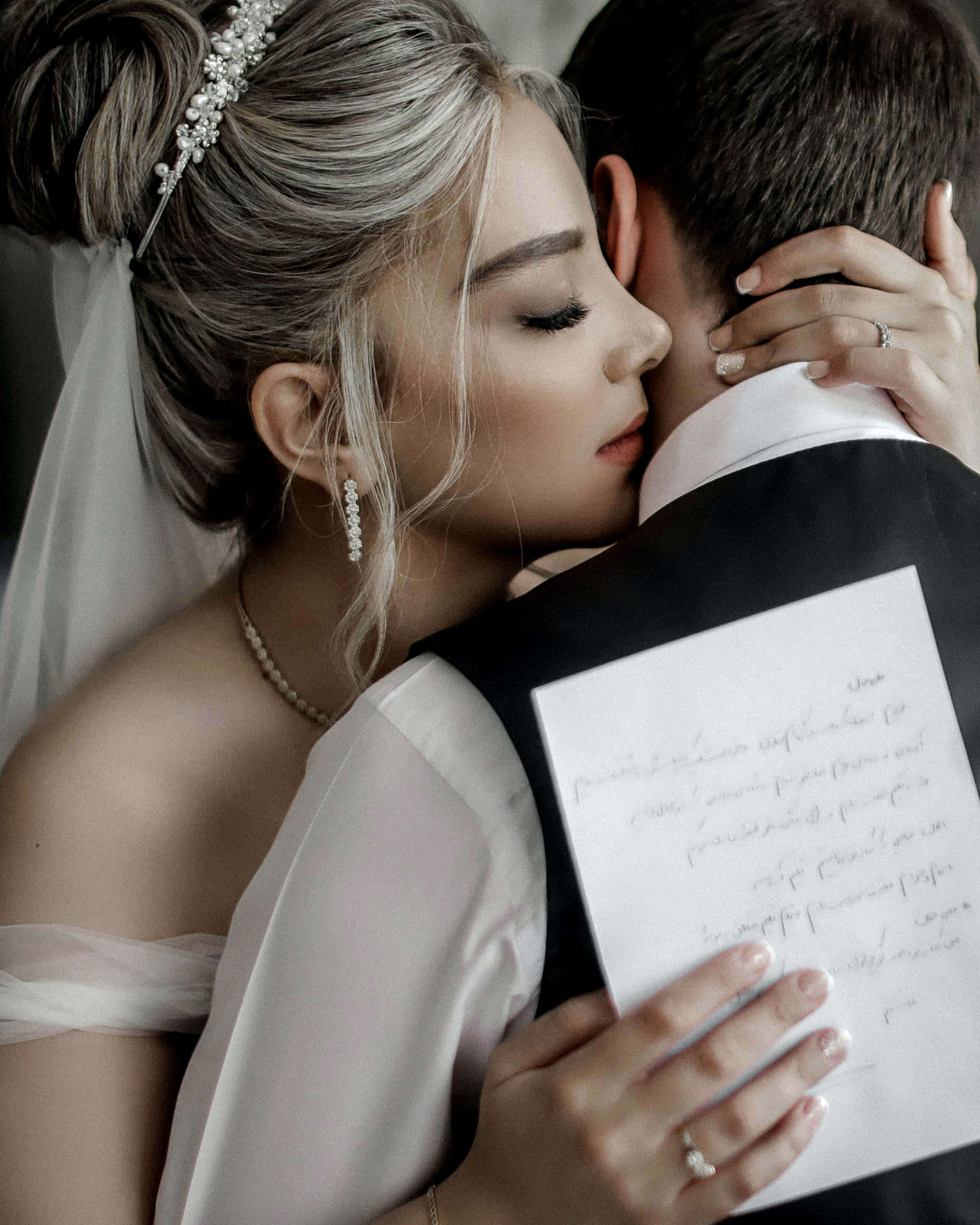 bride, groom, white dress, 2K Phone Wallpaper