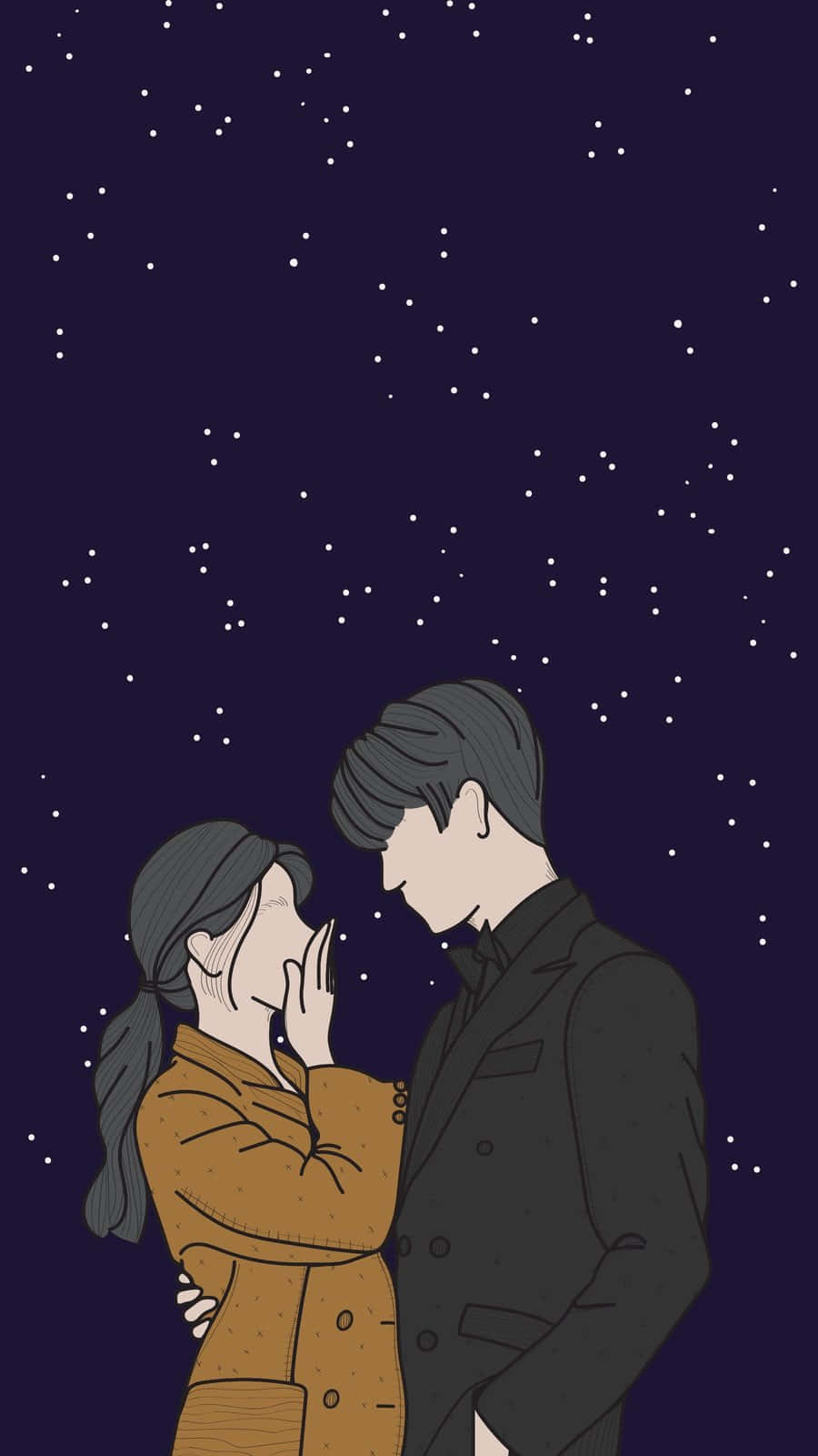 Starry Night, couple embrace, starry night sky, HD Phone Wallpaper
