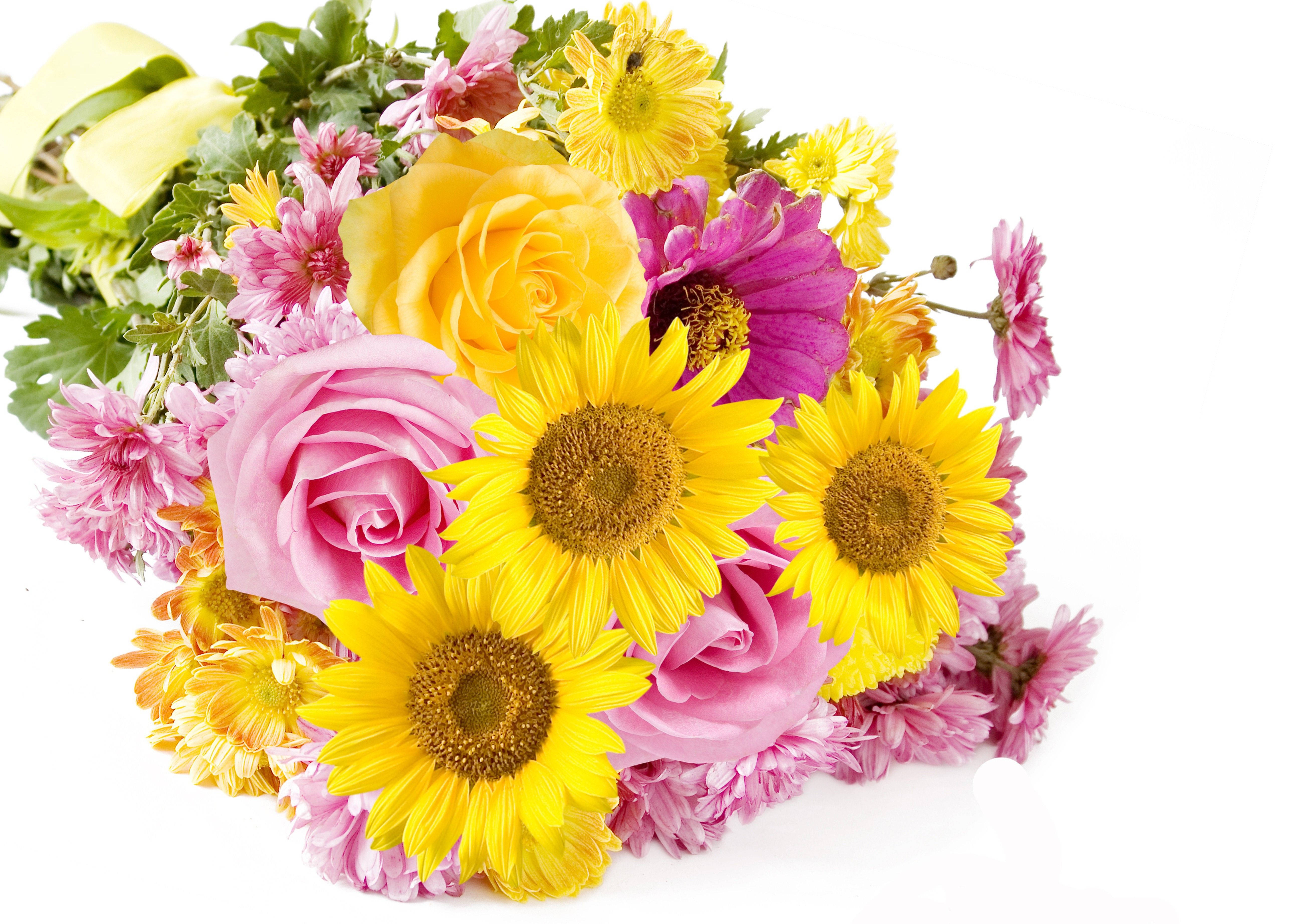 Love Rose And Other Flowers, sunflowers, roses, 5K Desktop Wallpaper