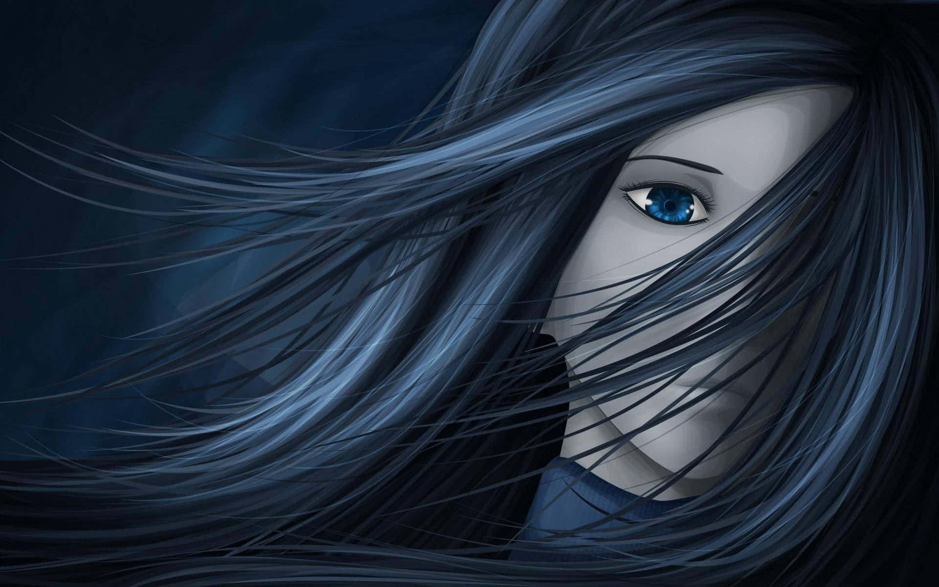 anime drawing, girl's sadness and beauty, haunting digital portrait, Full HD Desktop Wallpaper