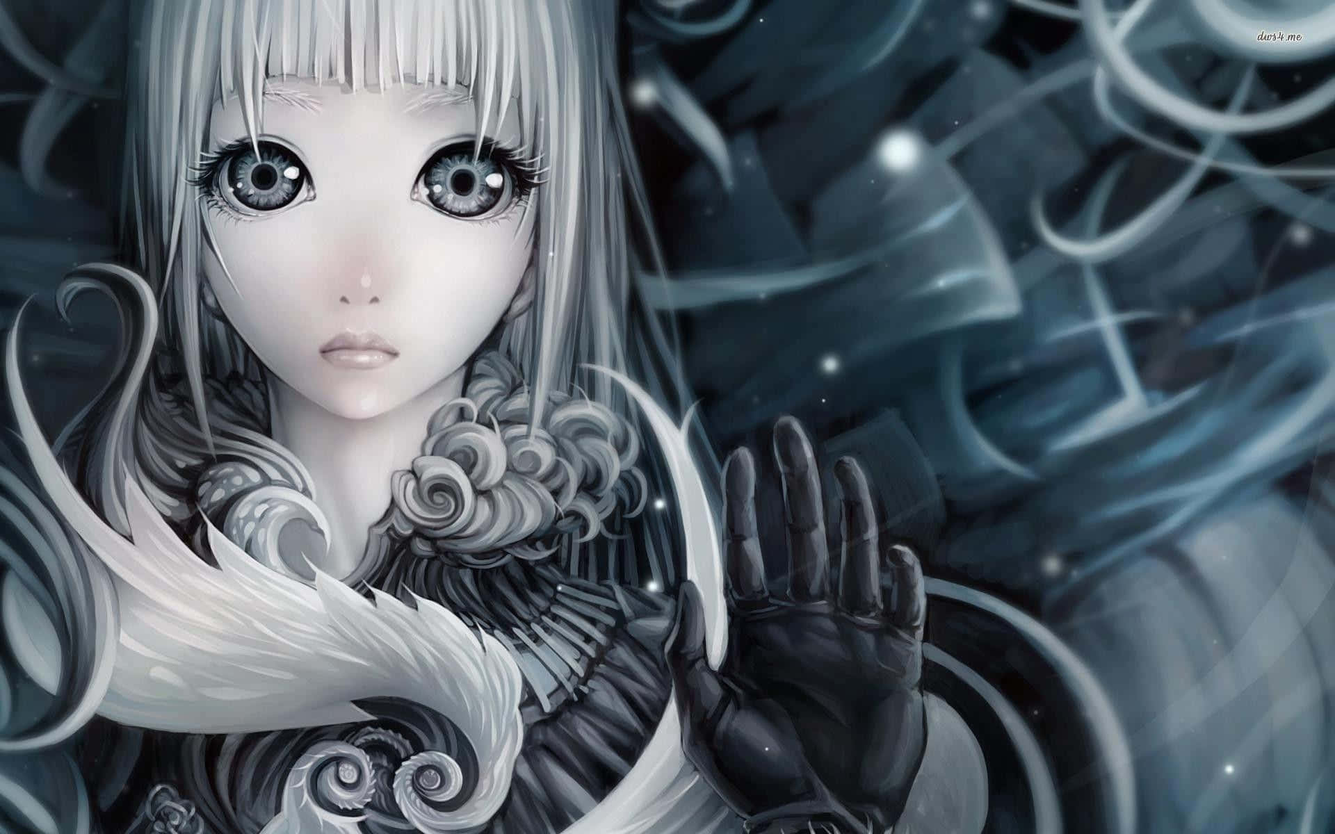 anime girl, silver hair, large eyes, Full HD Desktop Wallpaper
