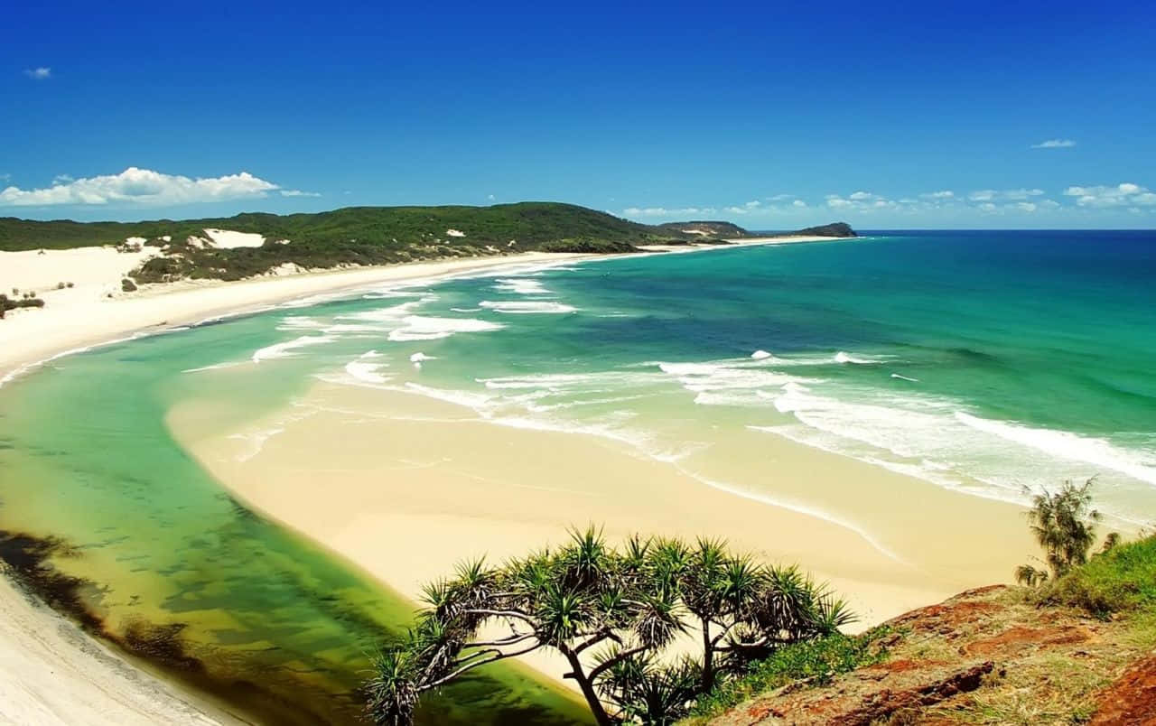 Beautiful Sea, turquoise waters, white sand, HD Desktop Wallpaper