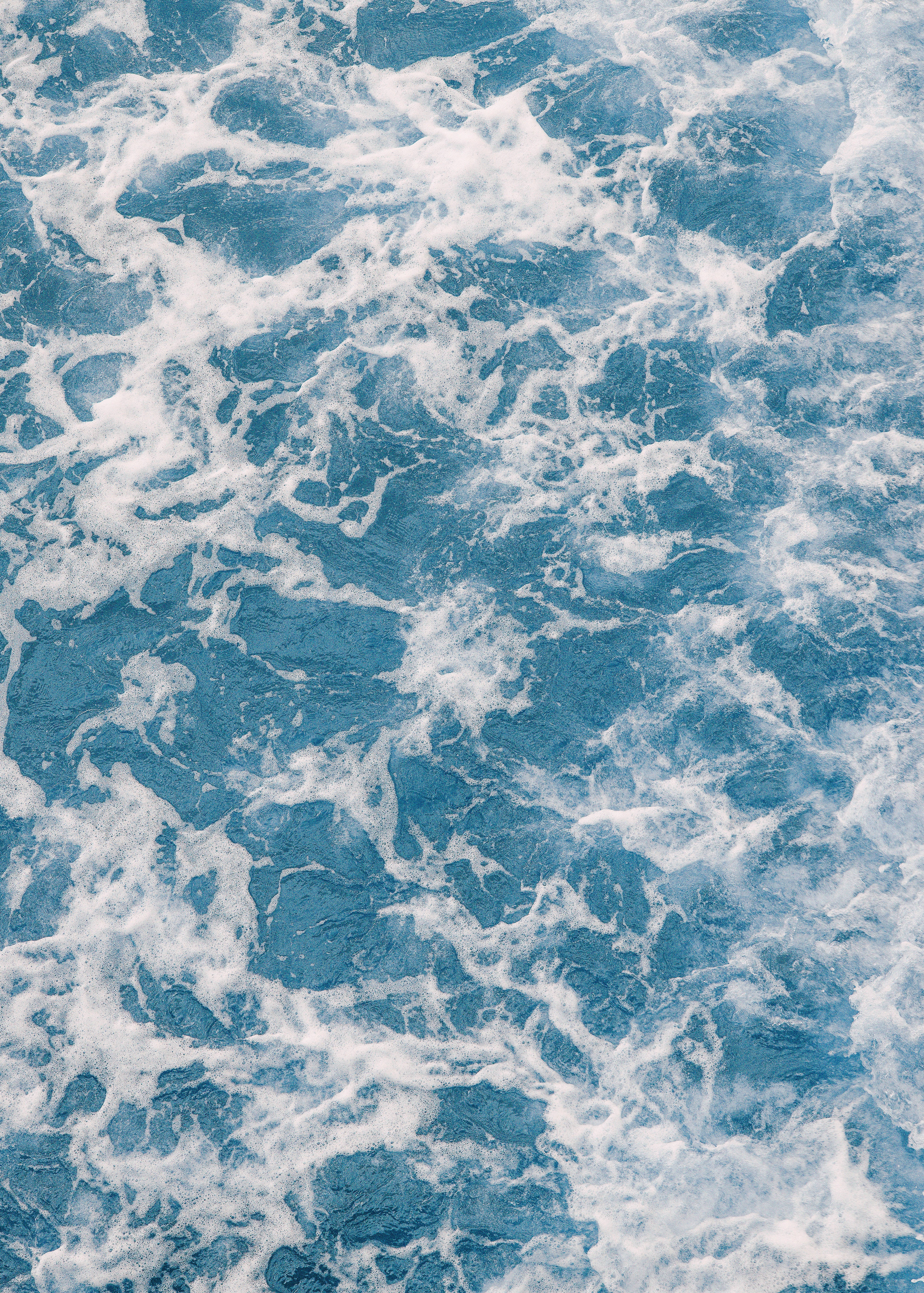 foamy sea, blue ocean waves, frothy white foam, 4K Phone Wallpaper