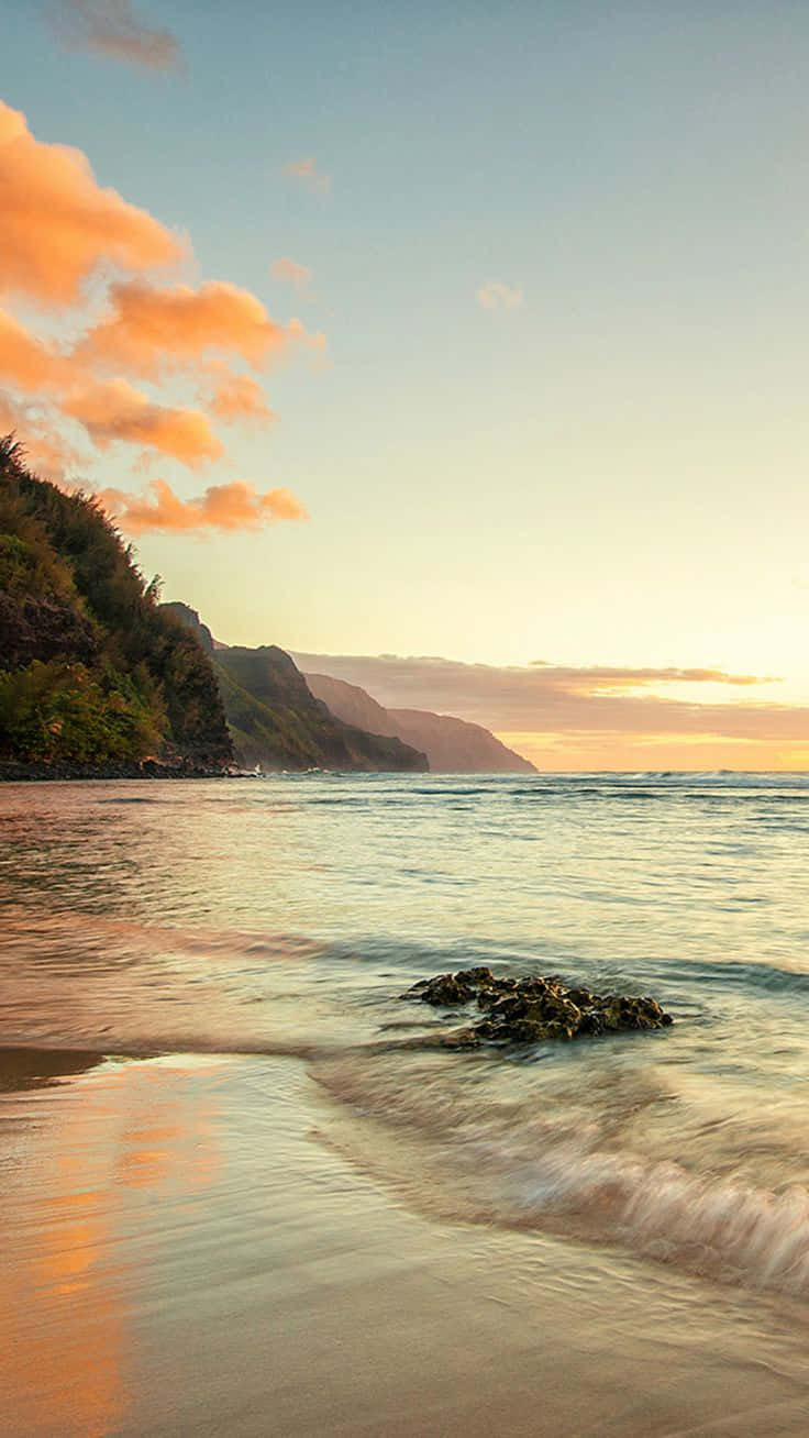 Beautiful Sea, mountain, sunset, HD Phone Wallpaper