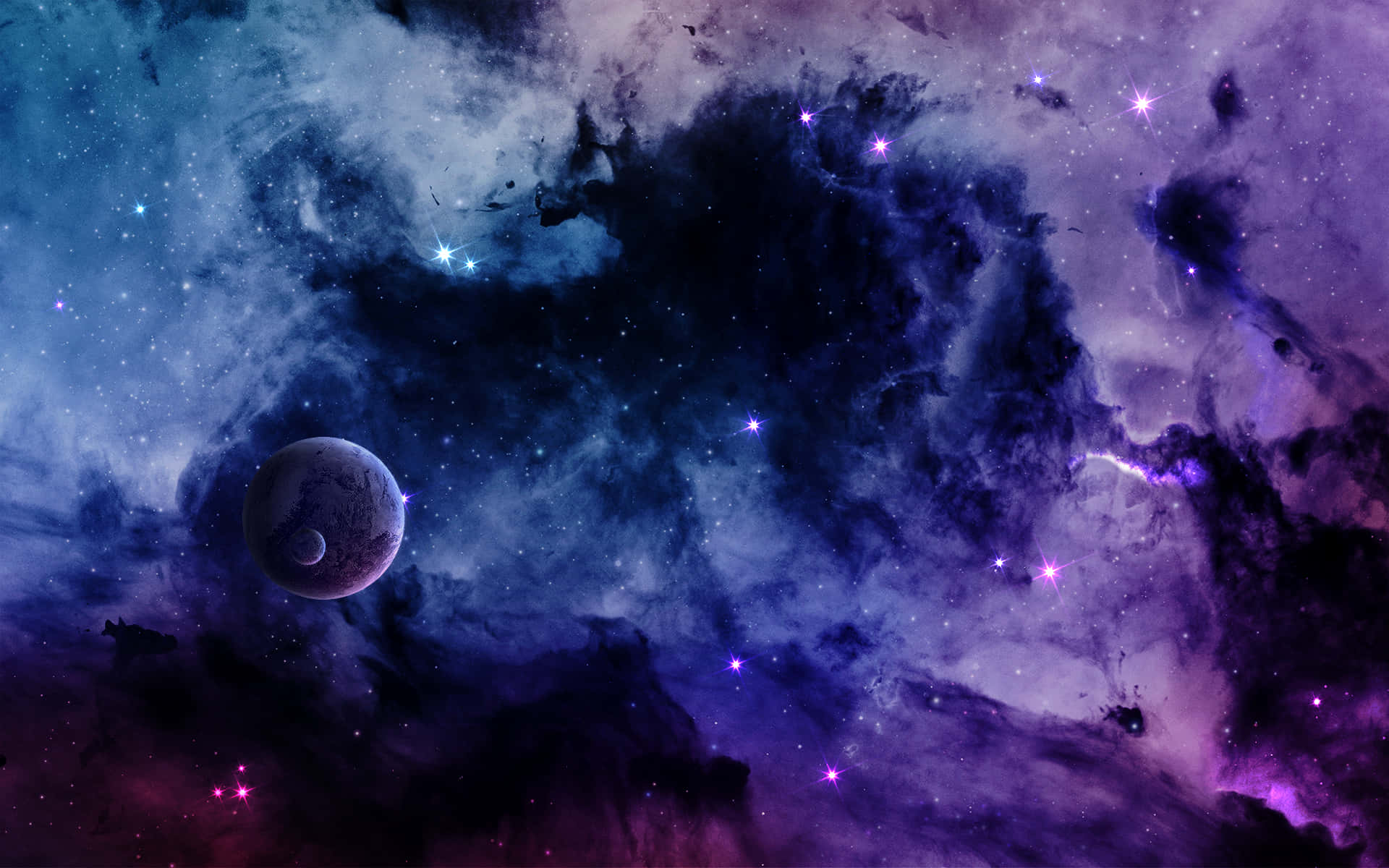 beautiful space, nebula, purple blue, Full HD Desktop Wallpaper