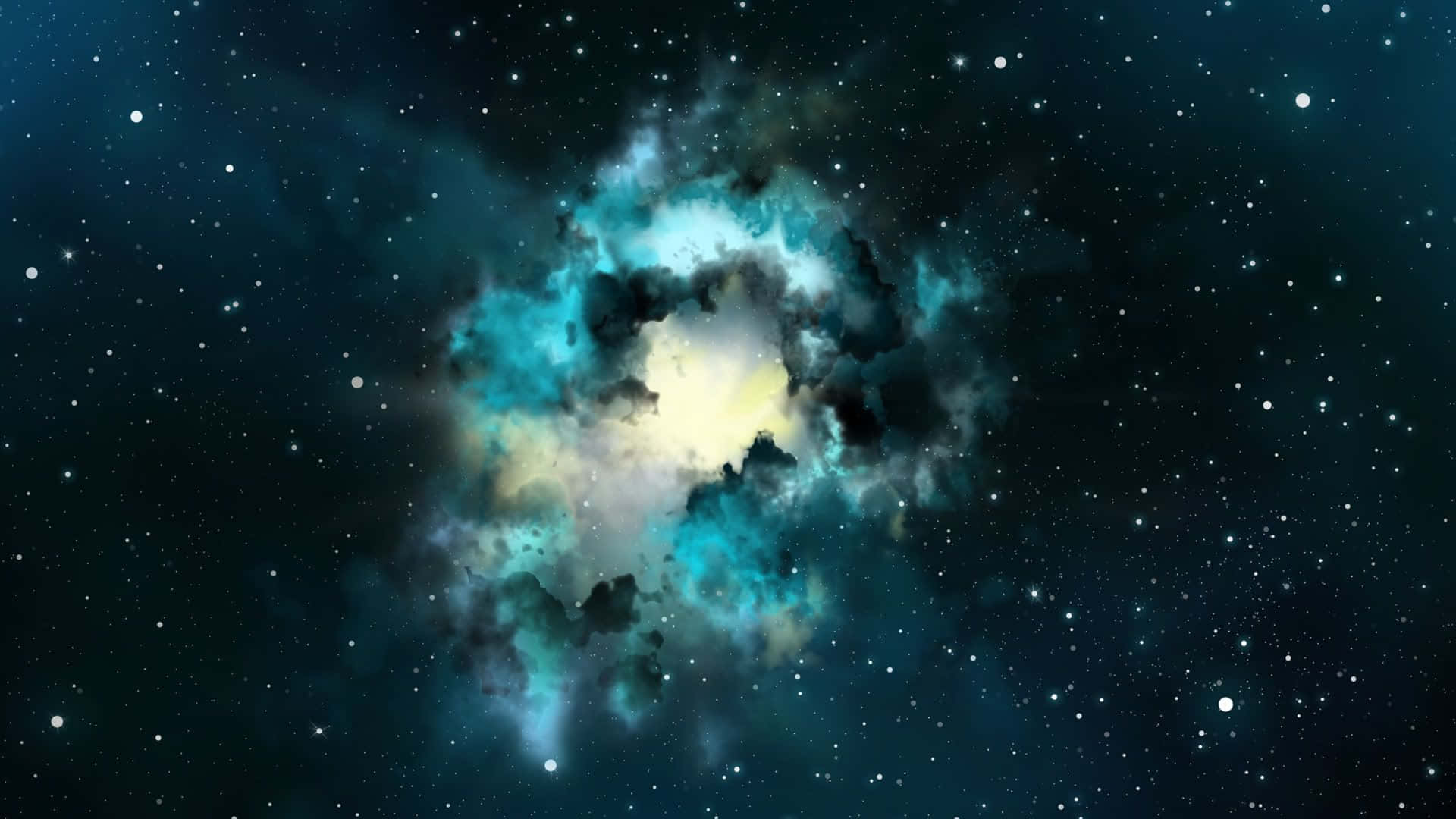 glowing turquoise, yellow nebula, swirls, Full HD Desktop Wallpaper