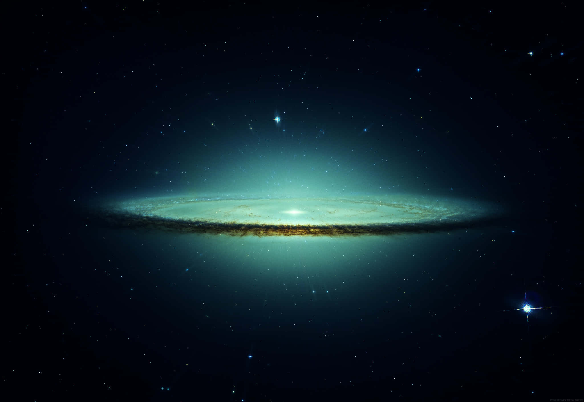 spiral galaxy, turquoise, gold, Full HD Desktop Wallpaper