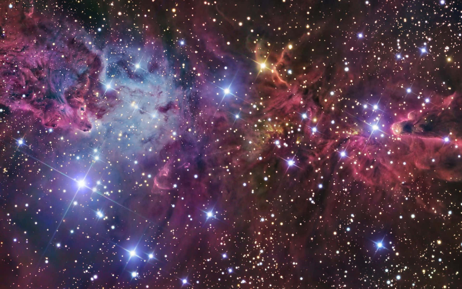 Night Sky, cosmic nebula, pink purple and blue hues, Full HD Desktop Wallpaper