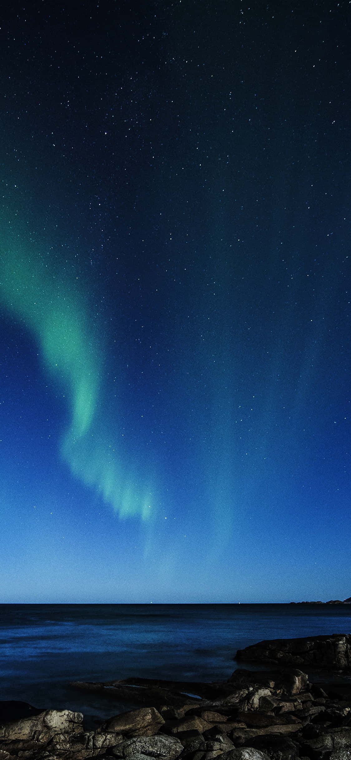mysterious galaxy, vibrant green aurora, starry night sky, Full HD Phone Wallpaper