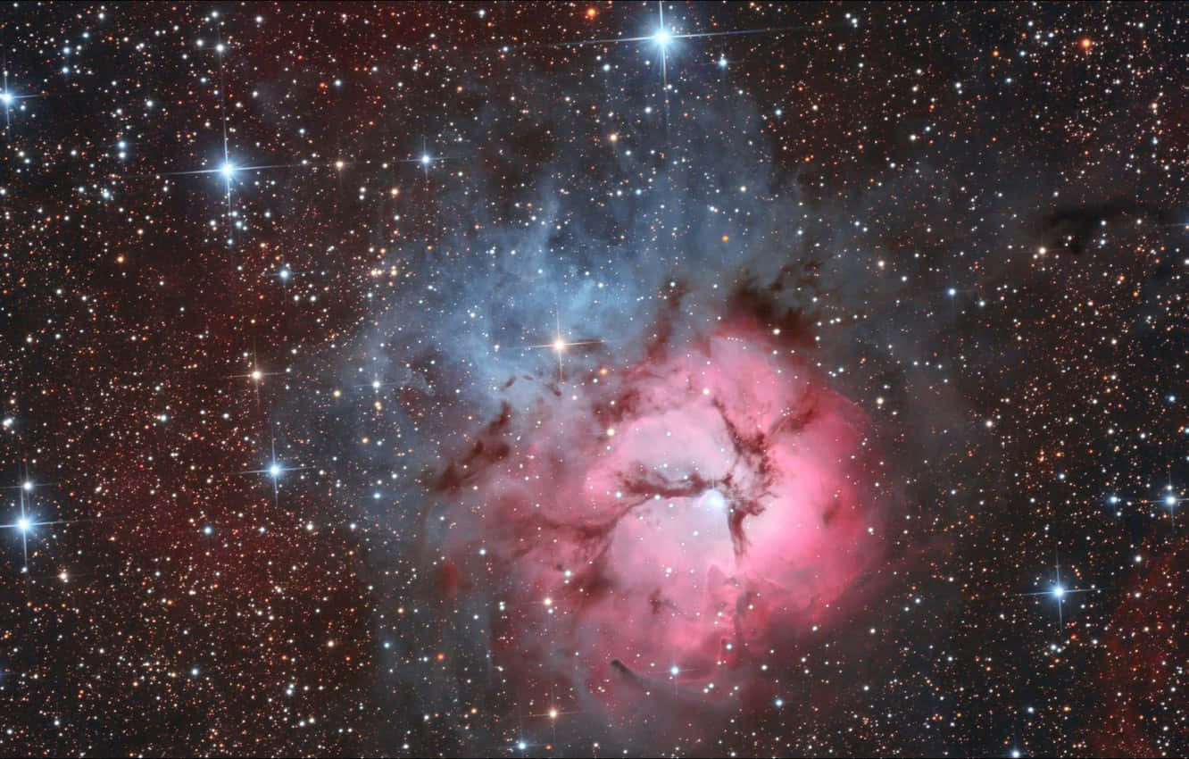 beautiful star, cosmic nebula, pink and blue, HD Desktop Wallpaper