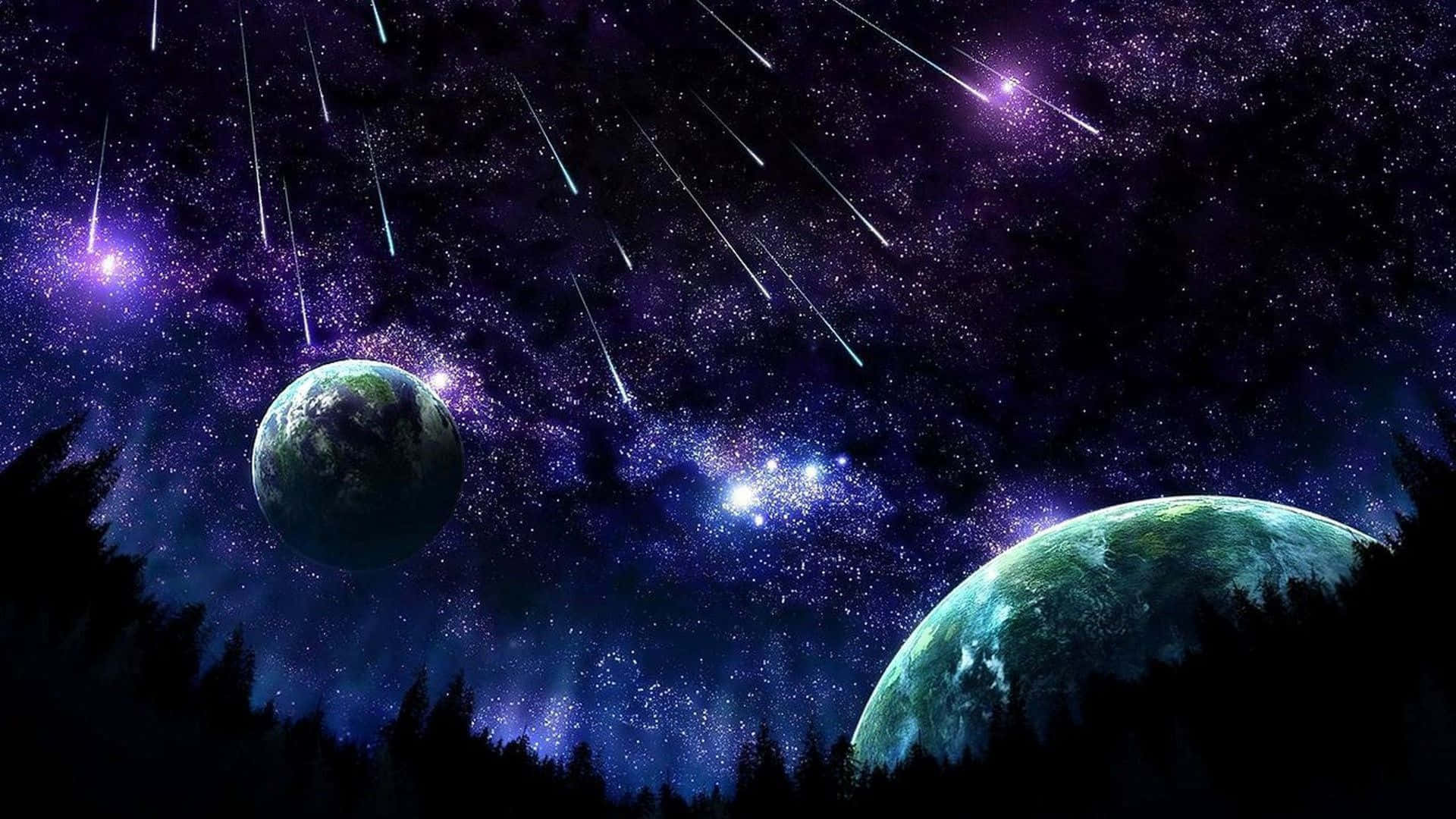 Beautiful Star, cosmic night sky, glowing planets, Full HD Desktop Wallpaper