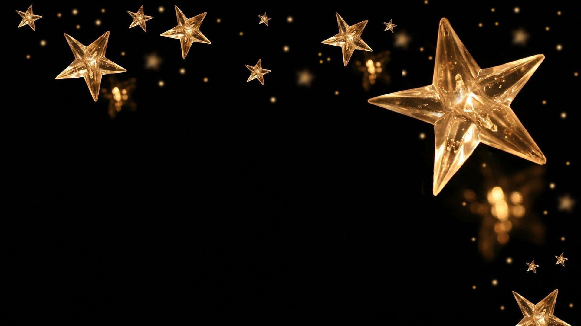 Beautiful Star, starry night sky, golden star-shaped lights, Full HD Desktop Wallpaper