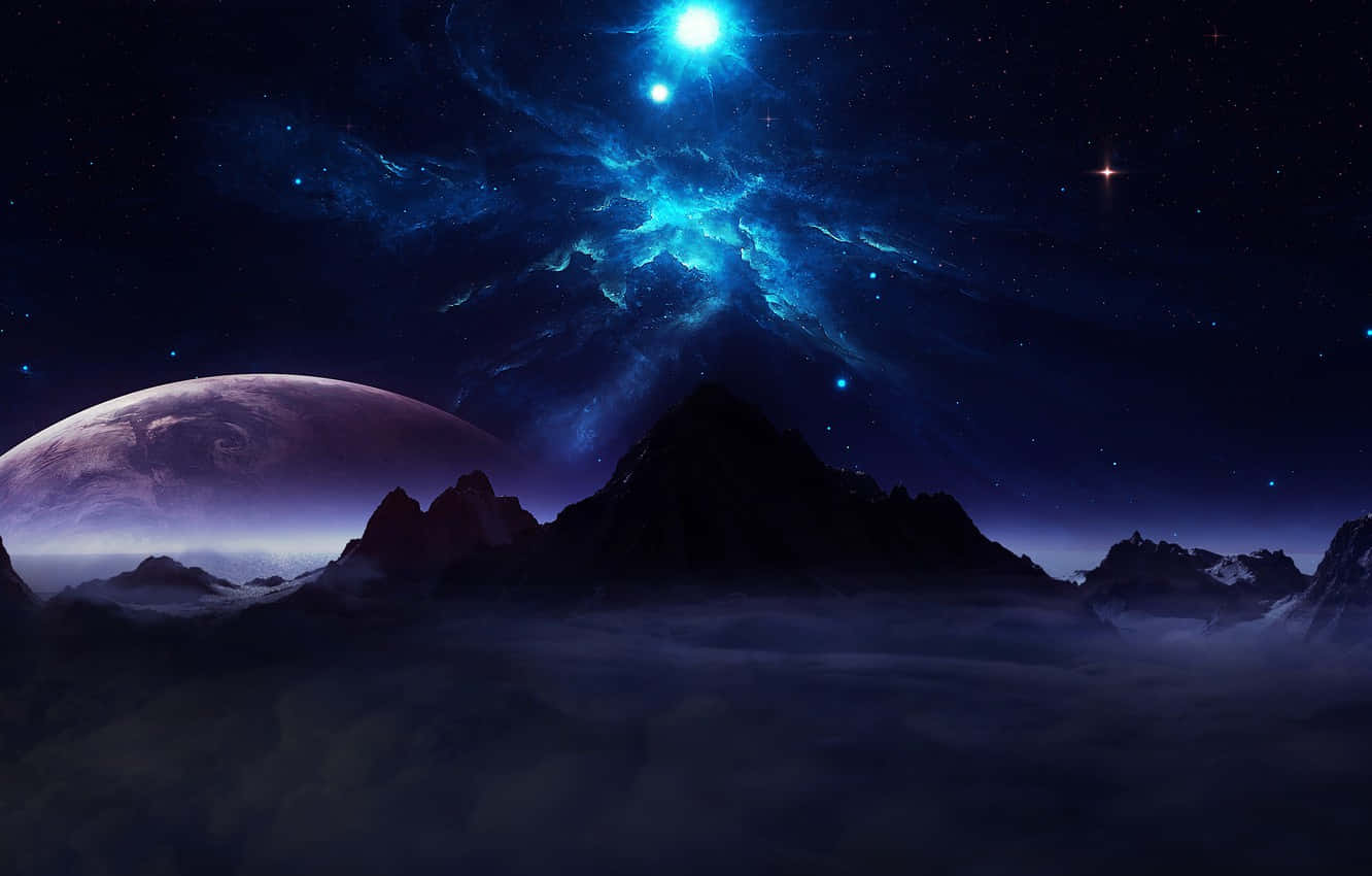 Beautiful Star, starry night sky, vibrant blue nebula, HD Desktop Wallpaper