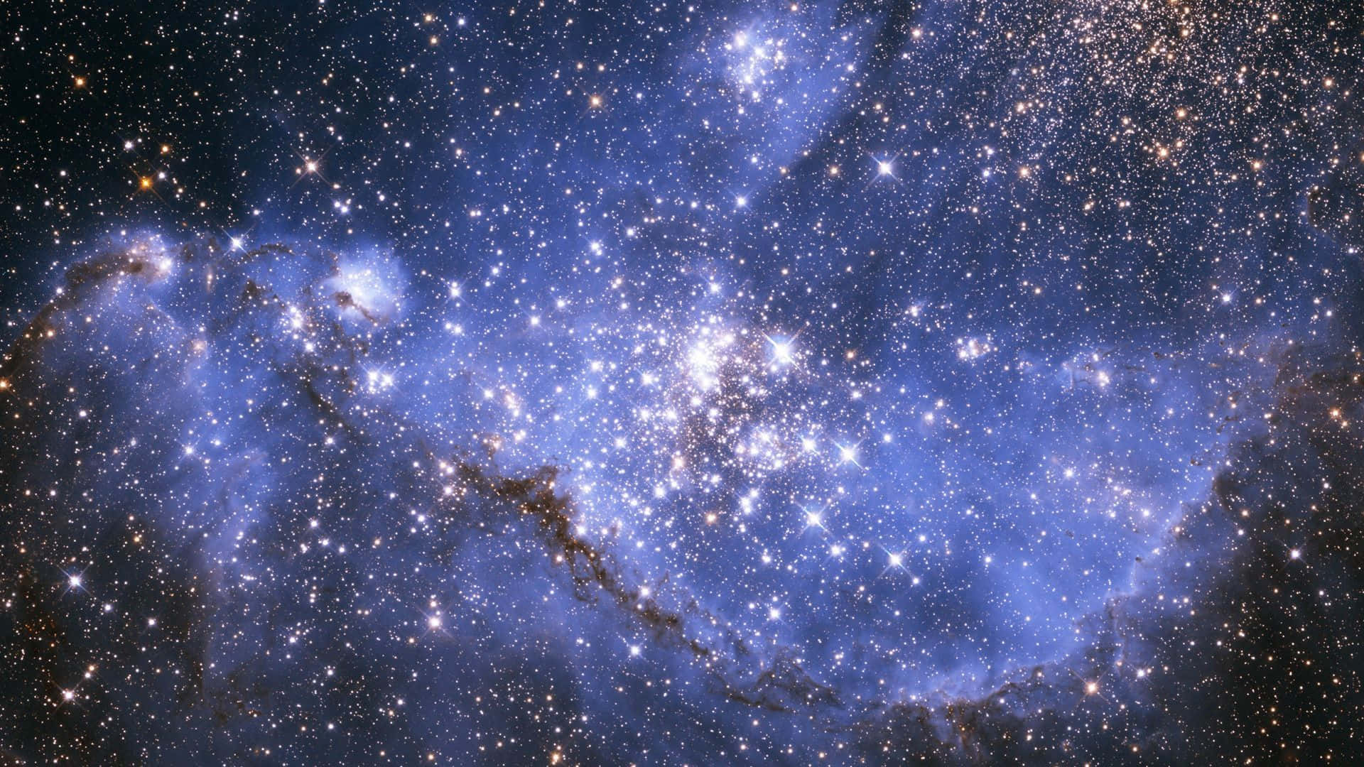 Starry Night Sky, cosmic nebula, vibrant blues, Full HD Desktop Wallpaper