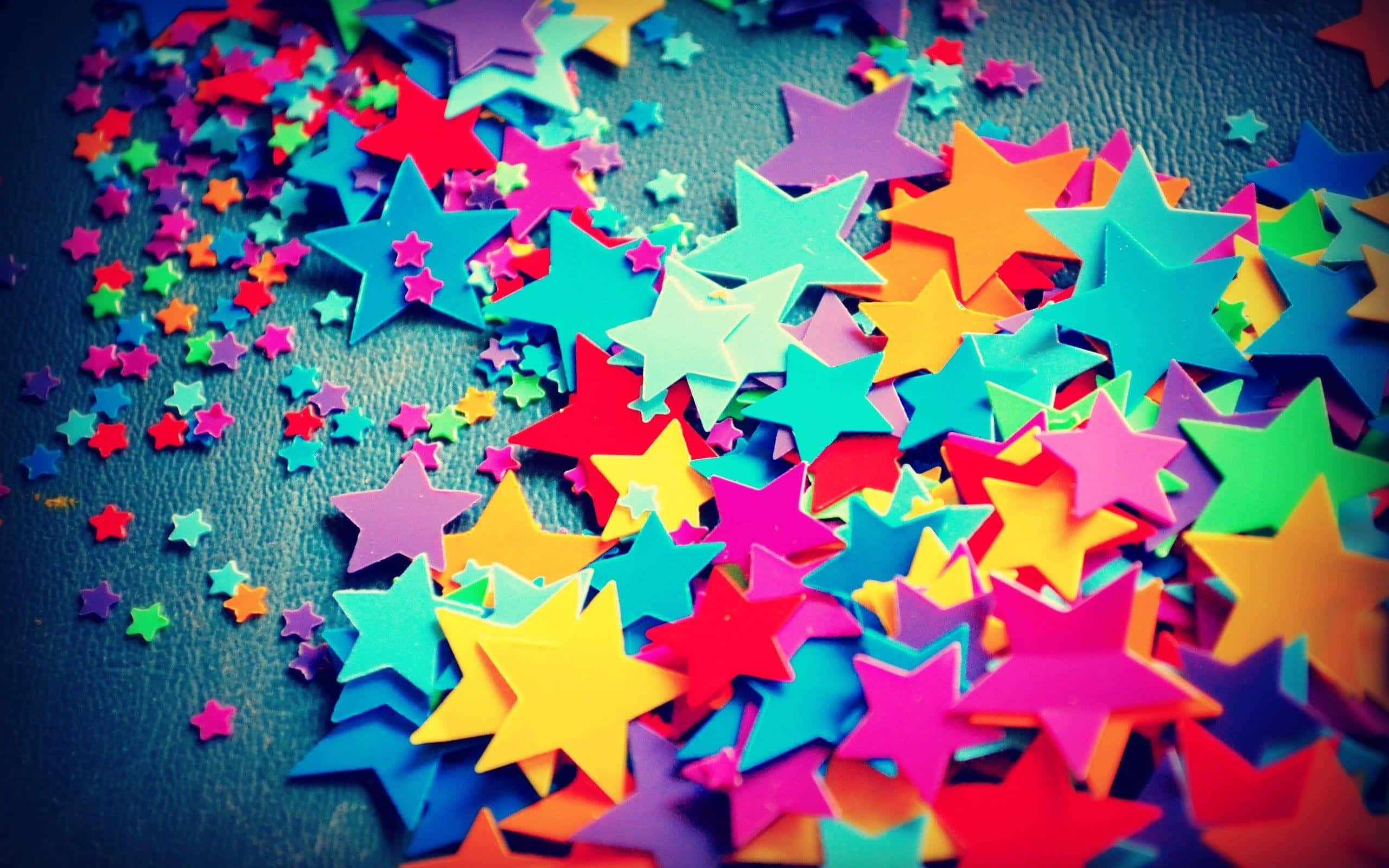 colorful stars, dark blue surface, textured surface, 2K Desktop Wallpaper