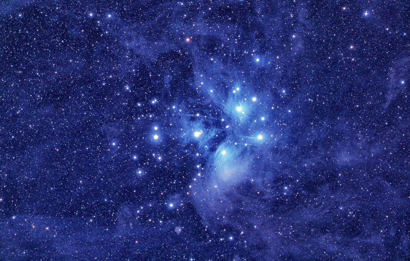 star cluster, glowing blue nebulae, deep cosmic blue background, HD Desktop Wallpaper