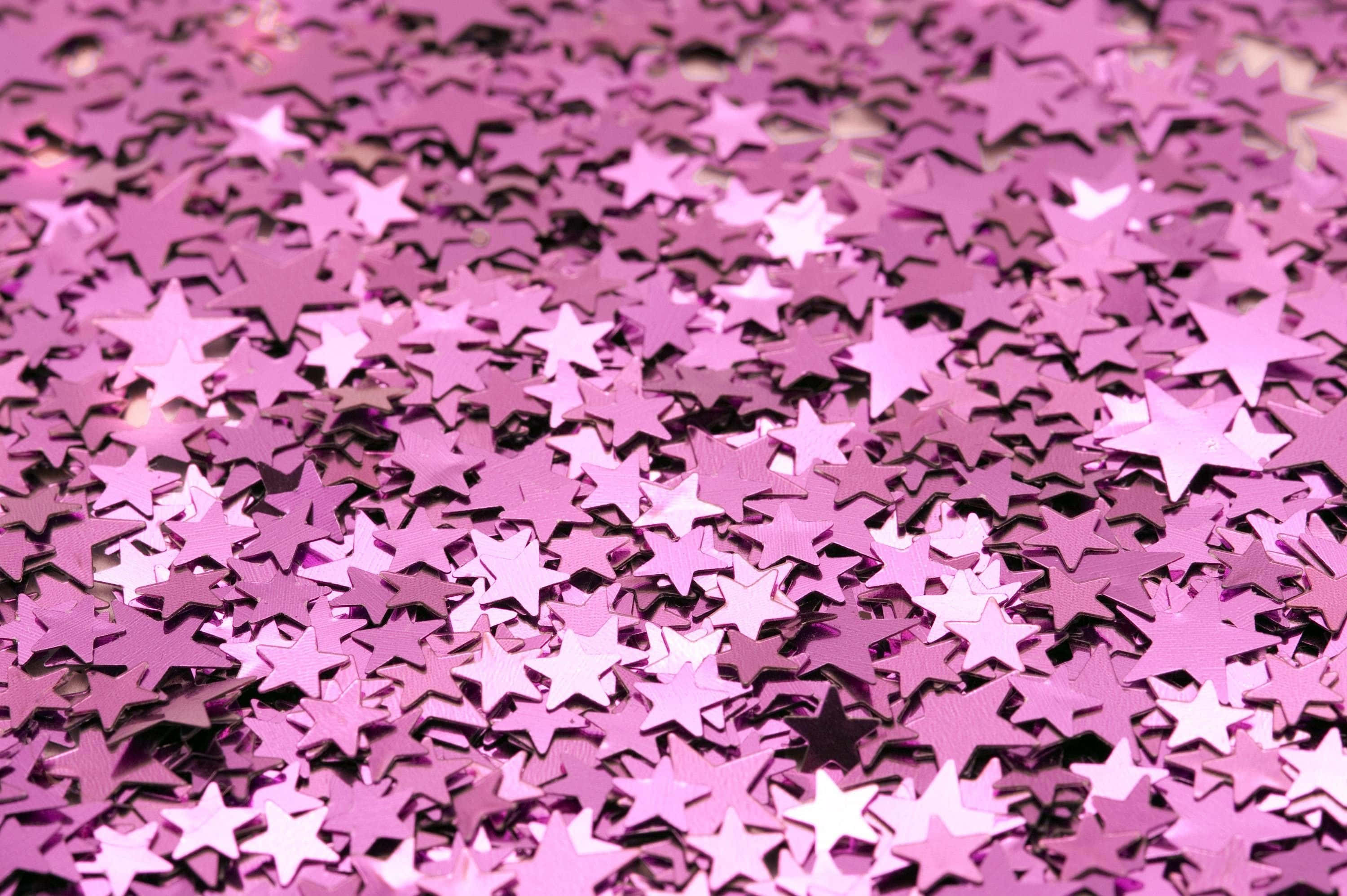 Aesthetic Star, pink star-shaped confetti, shimmering, 2K Desktop Wallpaper