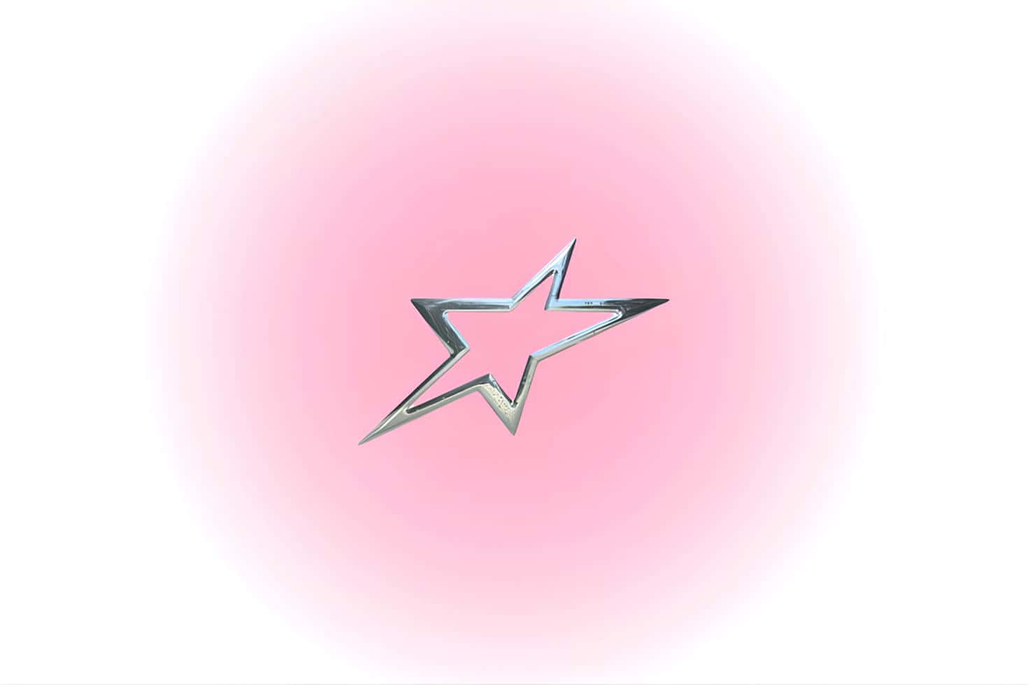 shiny star, pink gradient background, sleek silver star, HD Desktop Wallpaper