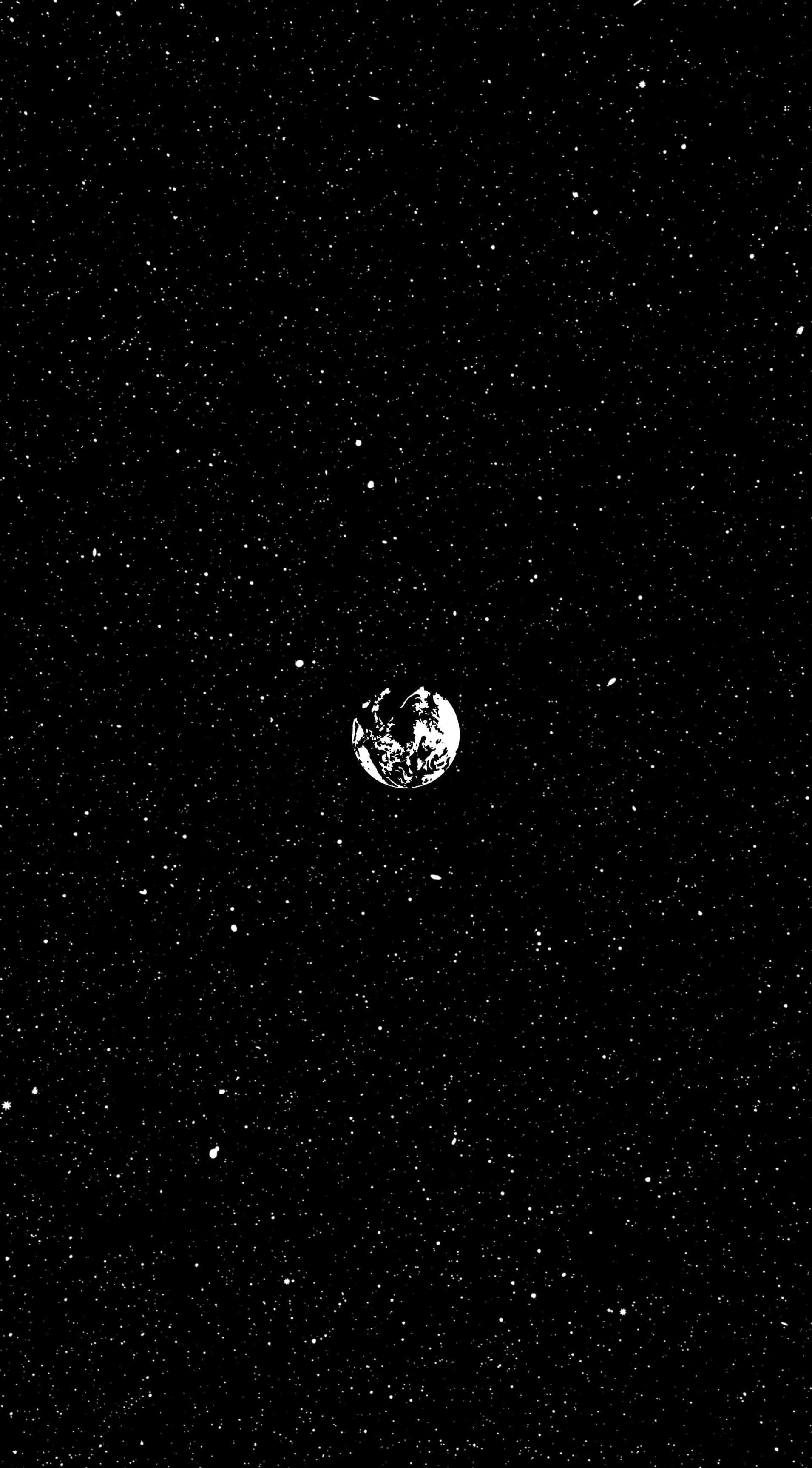 black and white star, night sky, Earth, 2K Phone Wallpaper