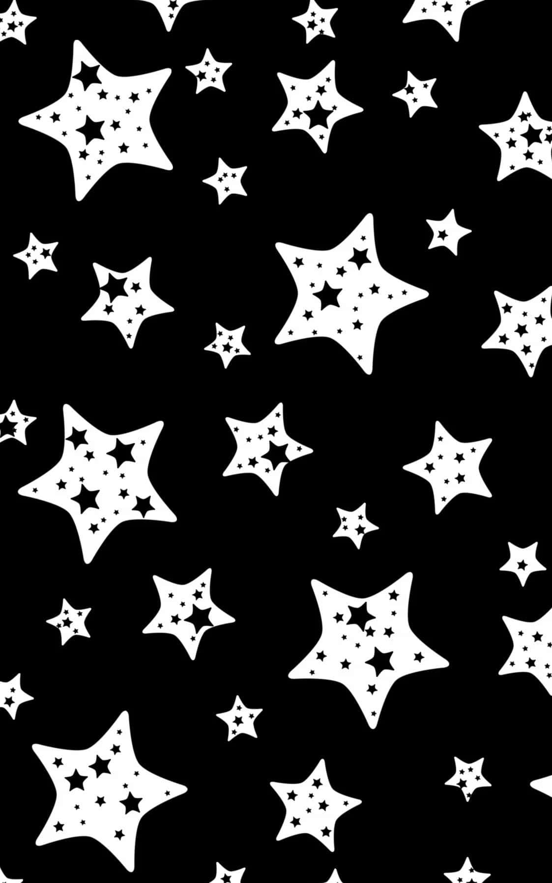 black and white star, scattered stars, varying sizes, HD Phone Wallpaper