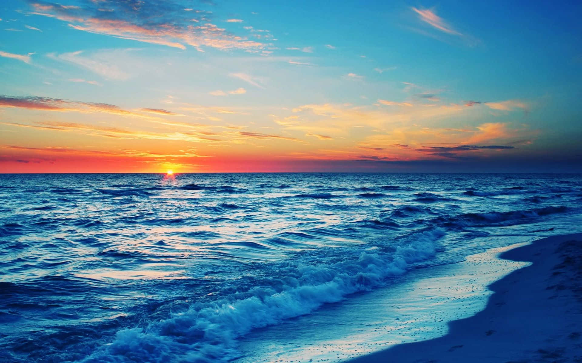 Sunset, fiery orange, pink, Full HD Desktop Wallpaper
