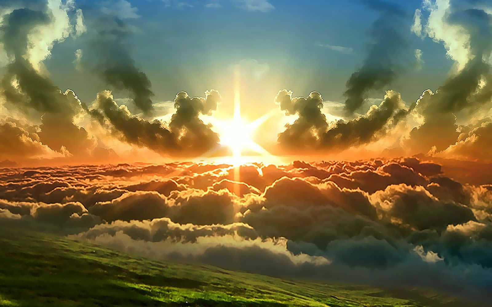 Beautiful Sunshine, sun, dramatic clouds, HD Desktop Wallpaper