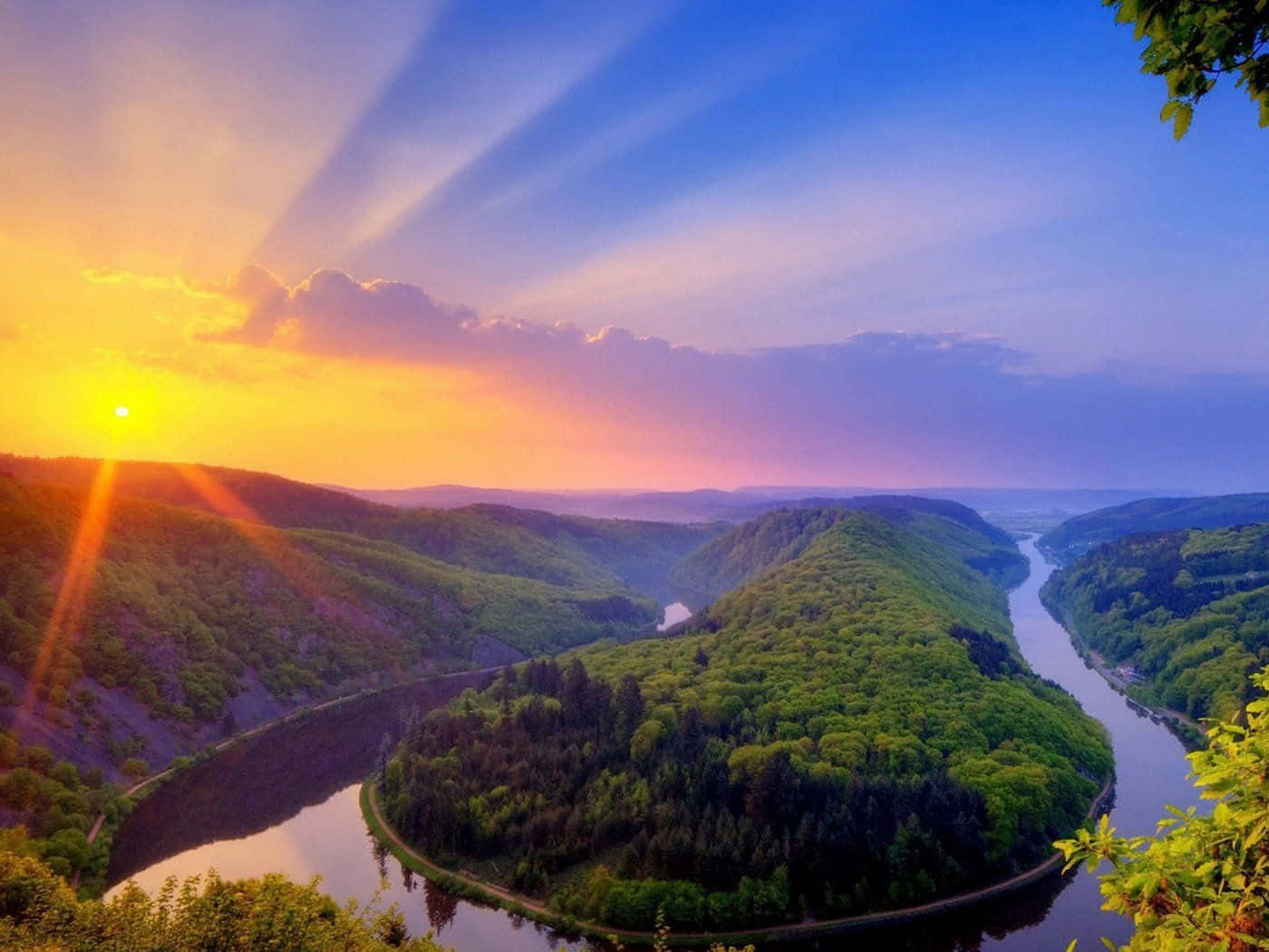 Beautiful Sunshine, sun set, golden rays, HD Desktop Wallpaper