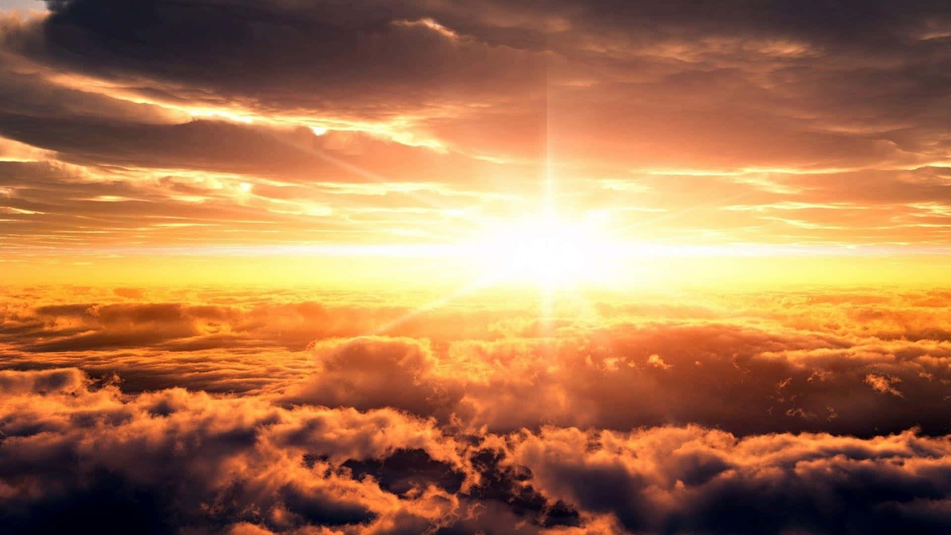 beautiful sunshine, fiery orange clouds, golden light, Full HD Desktop Wallpaper