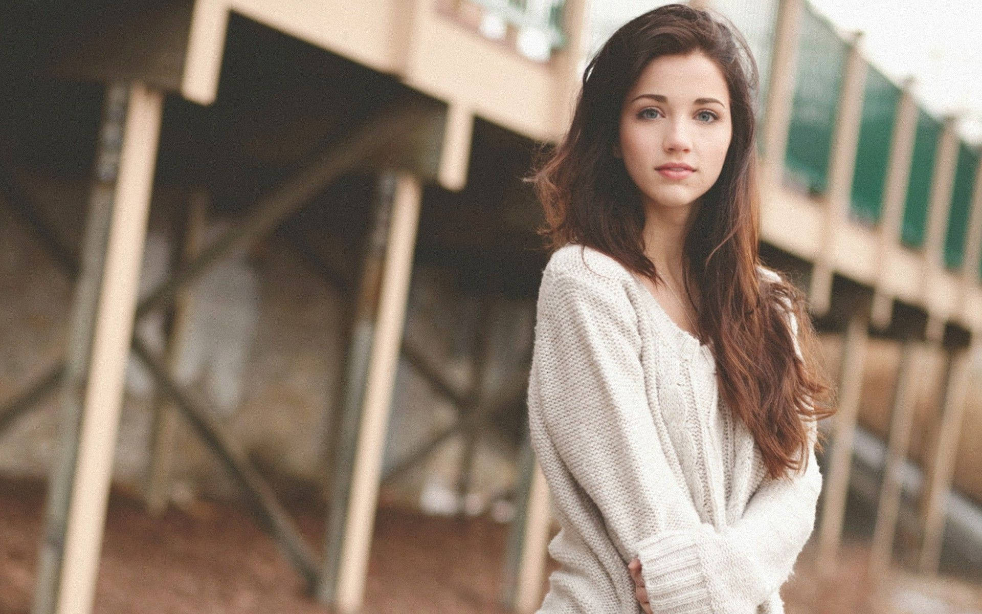 wooden pier, cream knit sweater, soft natural light, Full HD Desktop Wallpaper