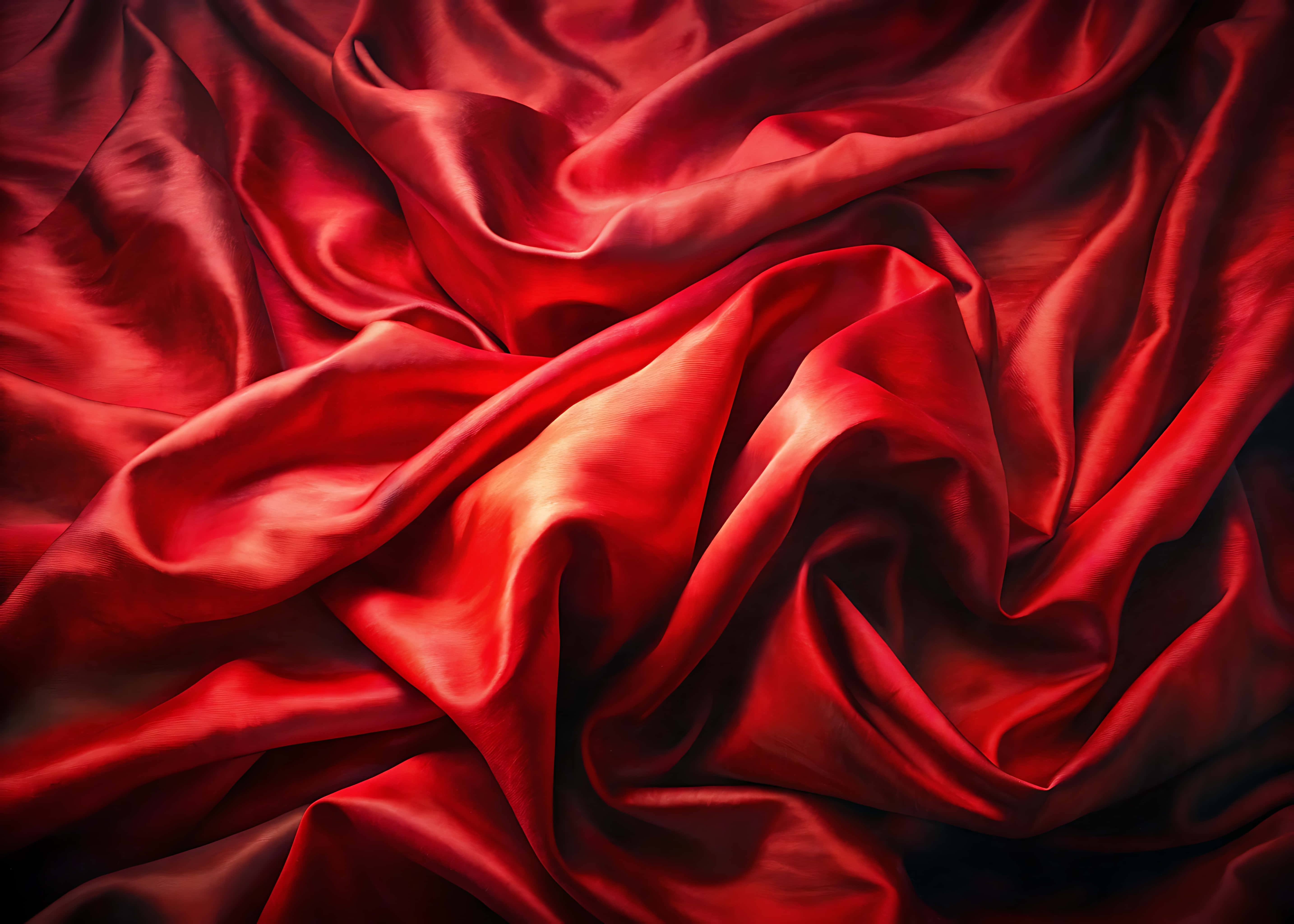 luxurious red satin fabric, smooth shiny wave, rich crimson silk fabric, 5K Desktop Wallpaper