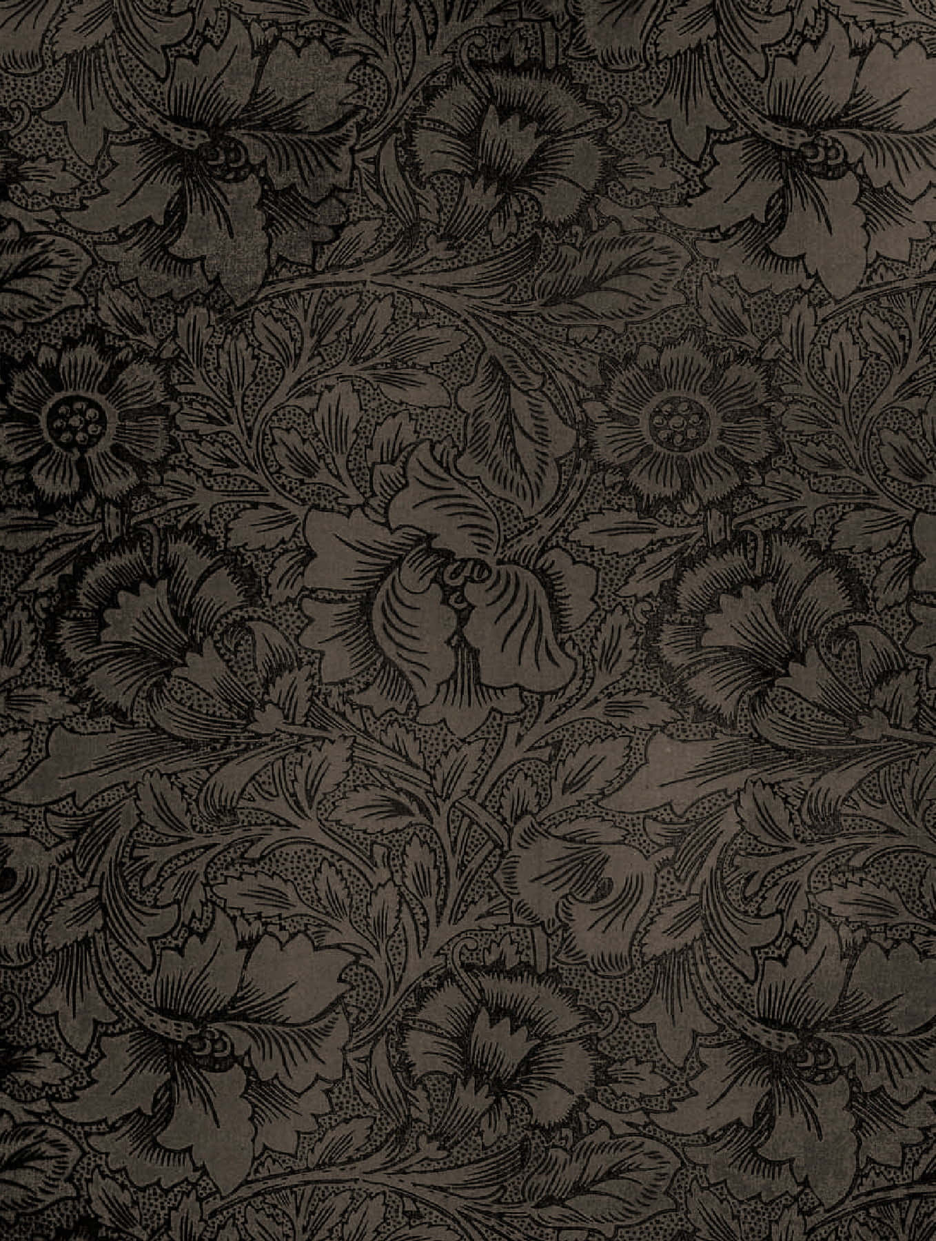 black, gray, floral wallpaper pattern, HD Phone Wallpaper