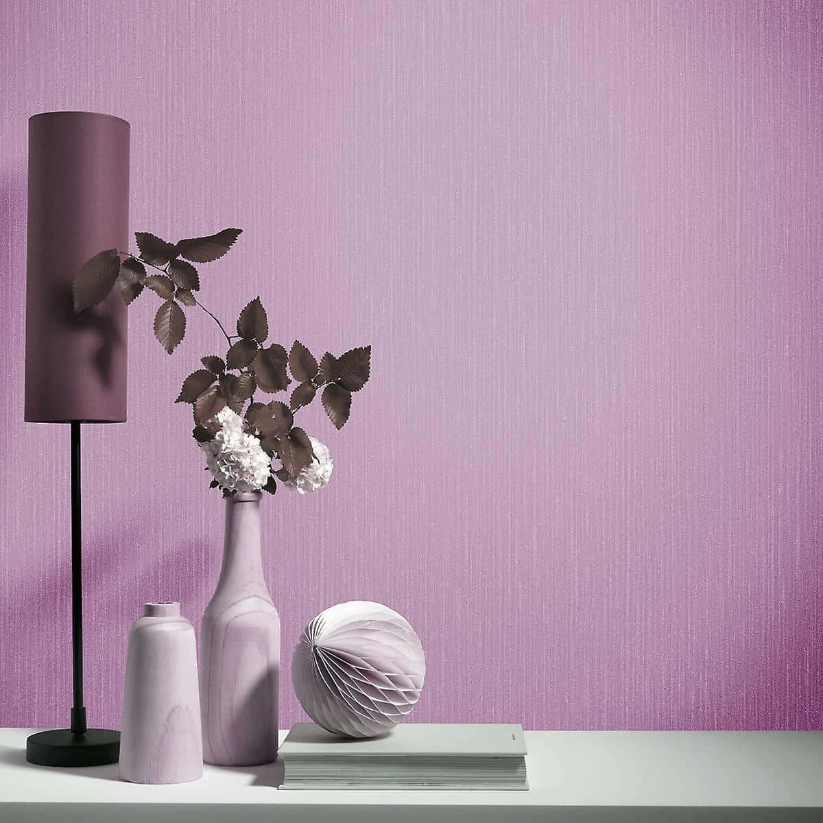 lavender textured wallpaper, purple lamp, white flowers, SD Desktop Wallpaper