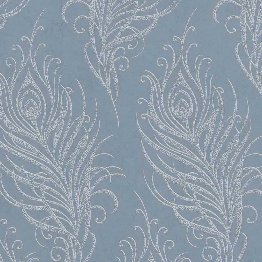 white feather motifs, textured muted blue wallpaper, repeating ornamental pattern, SD Desktop Wallpaper