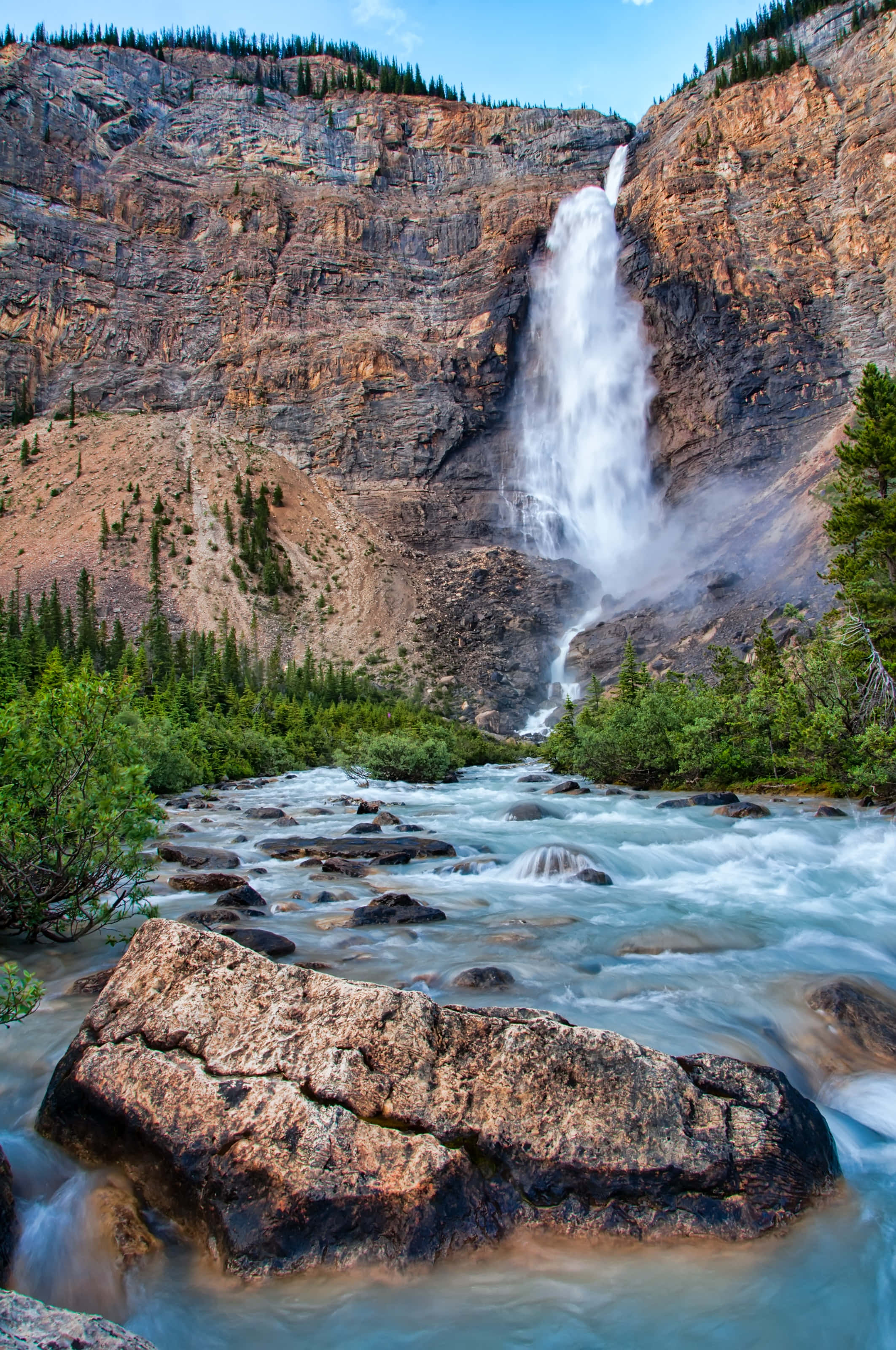 turquoise river, mossy rocks, evergreen forests, 2K Phone Wallpaper