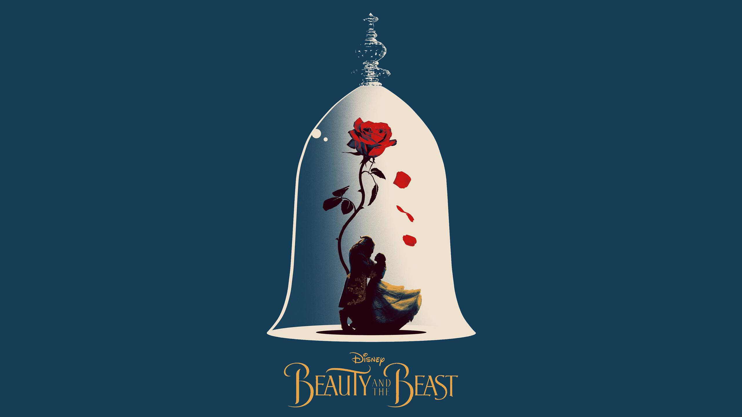 Beauty And The Beast Rose, red rose, glass dome, 2K Desktop Wallpaper
