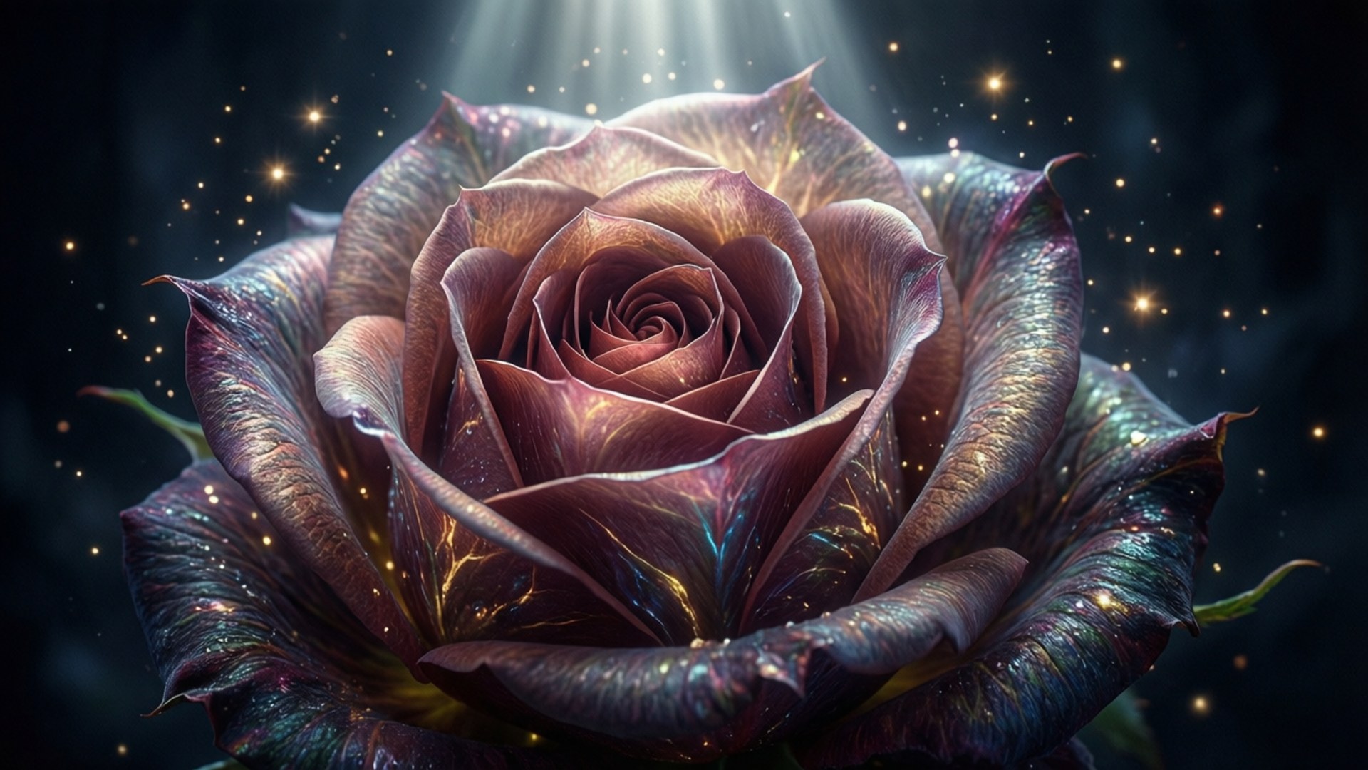 macro rose glowing, cosmic rose, iridescent petals, Full HD Desktop Wallpaper