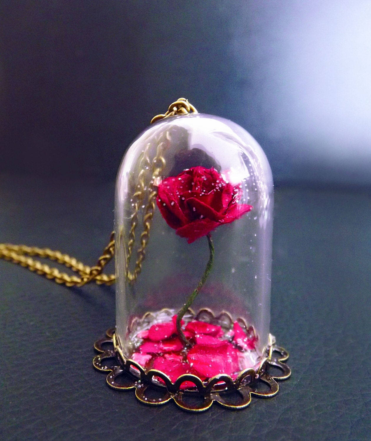Beauty And The Beast, rose, necklace, HD Phone Wallpaper