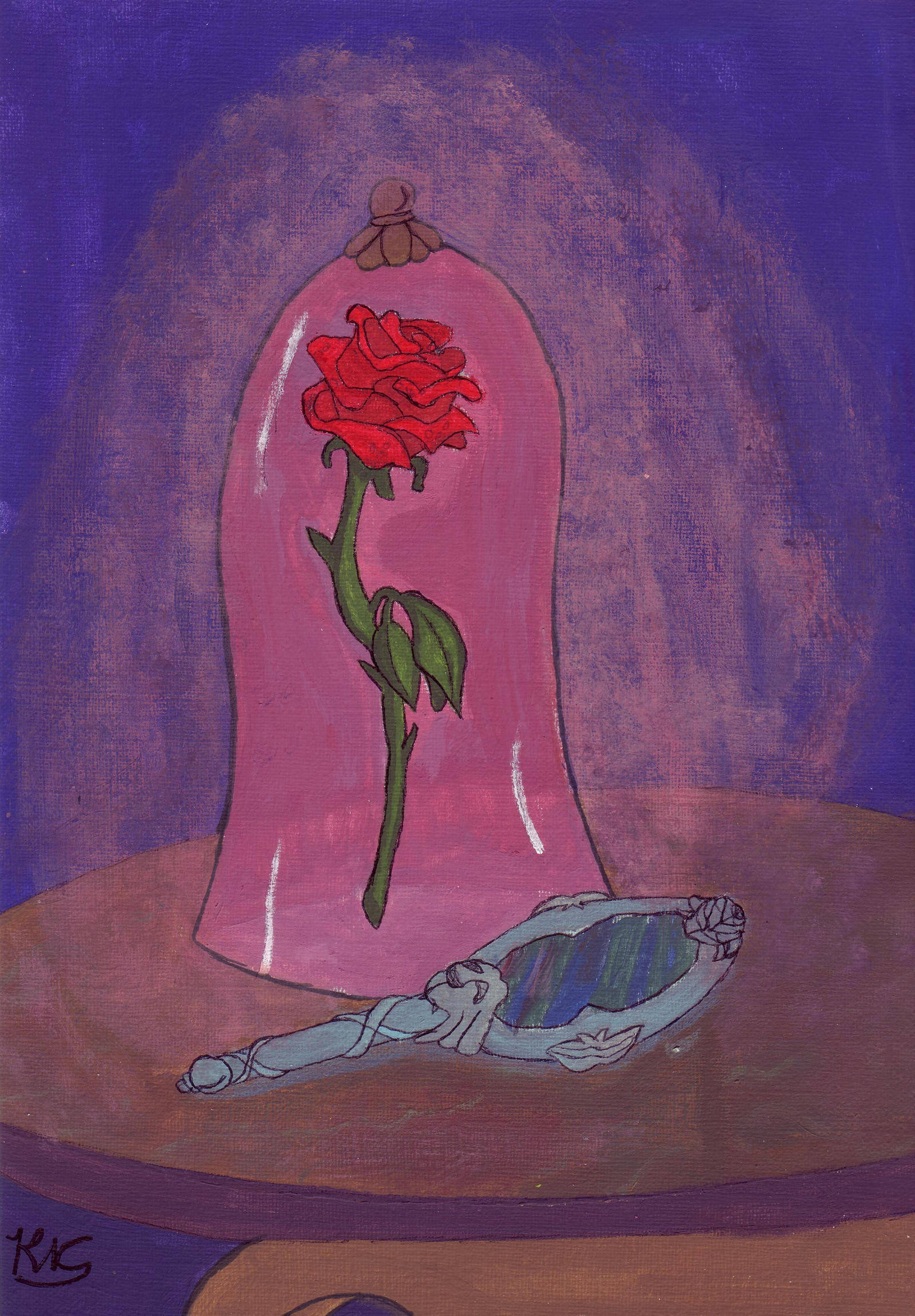 Beauty And The Beast Rose, red rose, pink glass dome, Full HD Phone Wallpaper