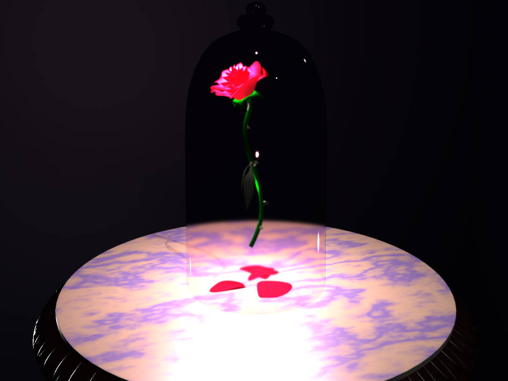 Beauty And The Beast Rose, glowing pink rose, glass dome, SD Desktop Wallpaper