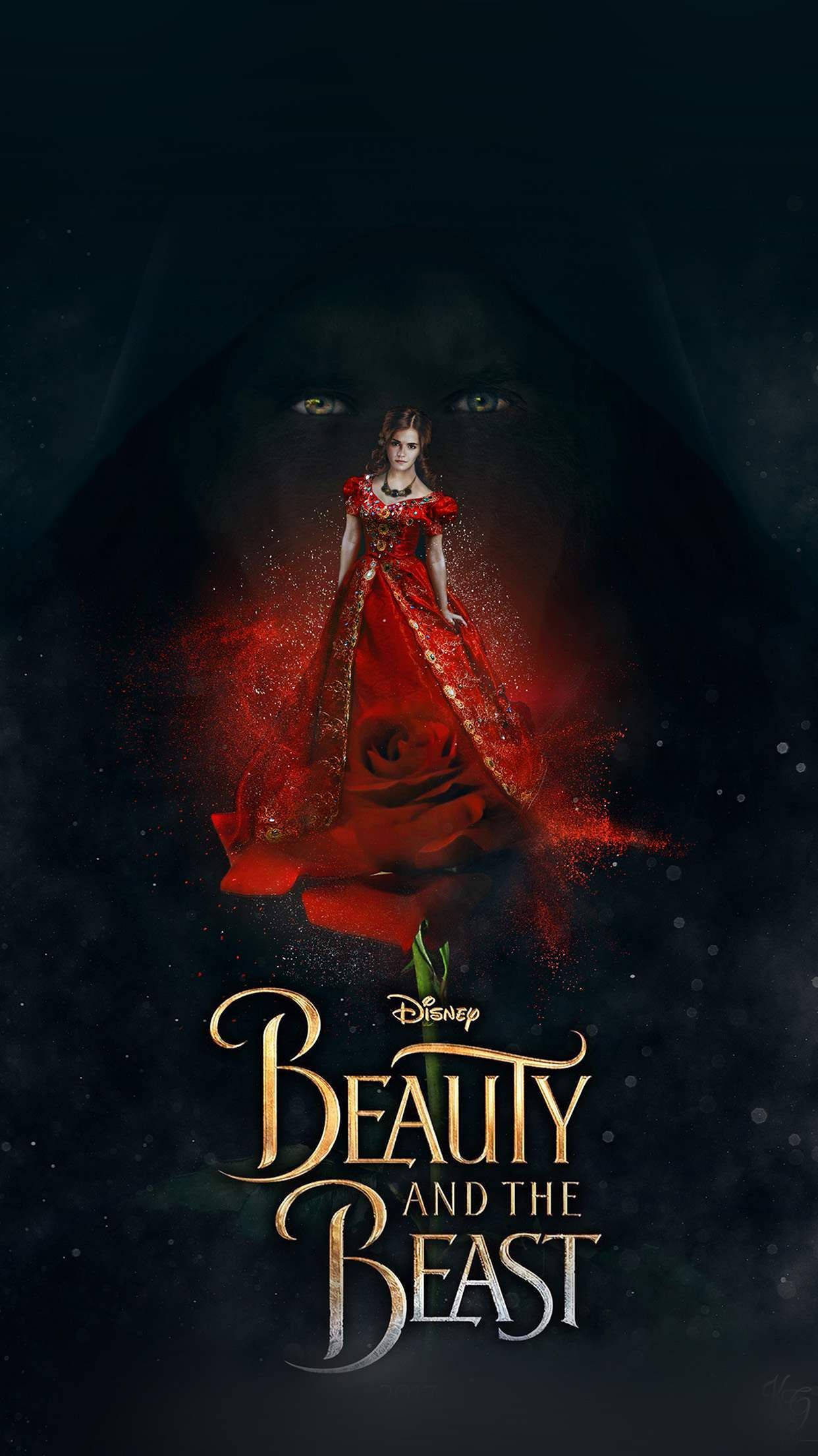 Beauty And The Beast, red gown, beast, Full HD Phone Wallpaper