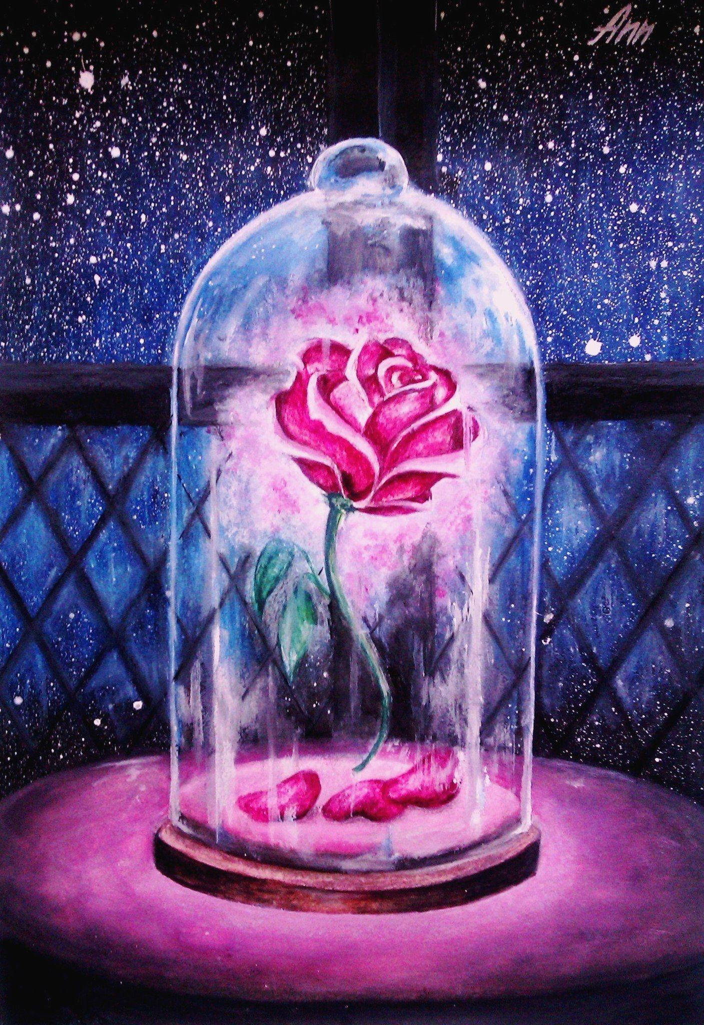 Beauty And The Beast, rose, glass dome, Full HD Phone Wallpaper