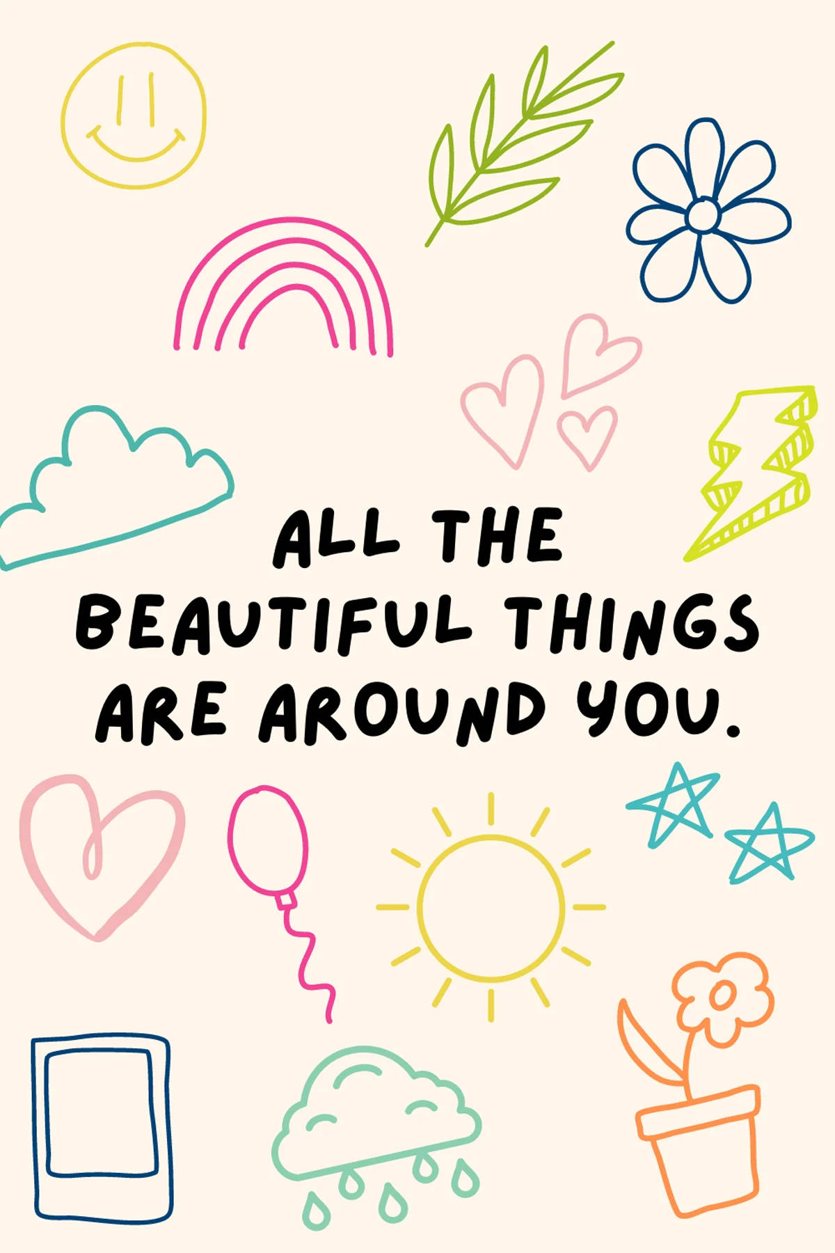 pastel background, hand-drawn doodles, rainbows, HD Phone Wallpaper