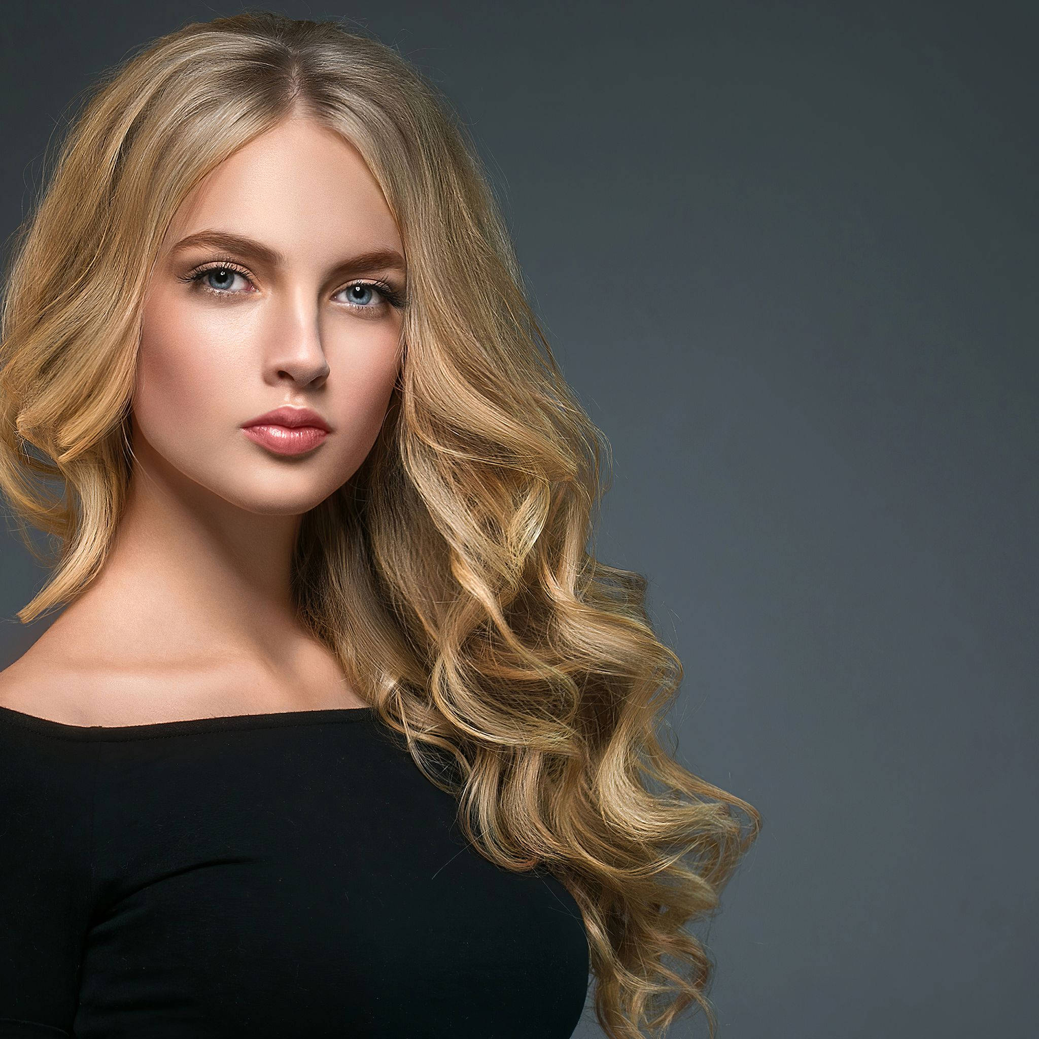 blonde woman, wavy hair, blue eyes, Full HD Desktop Wallpaper