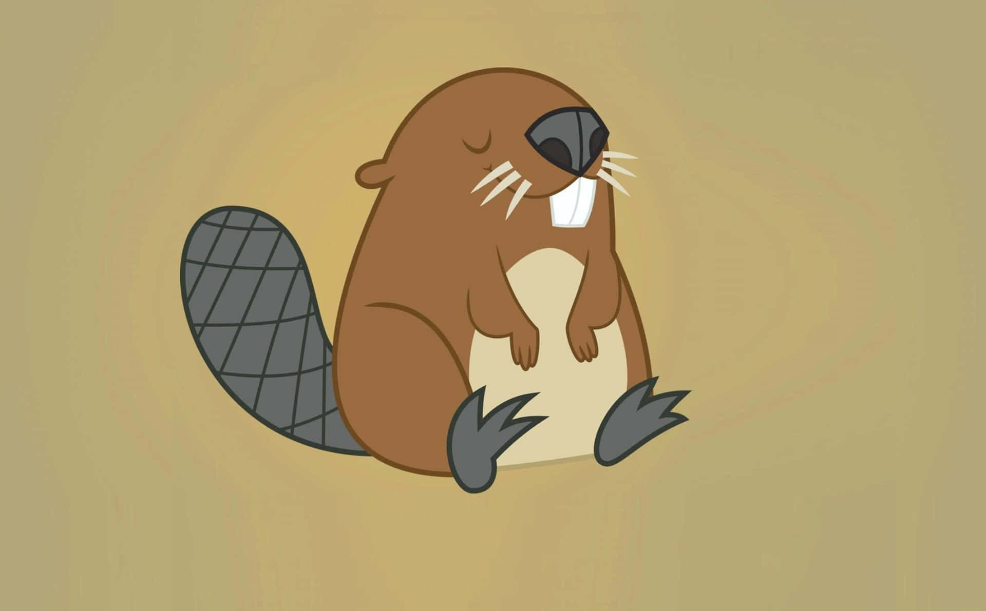 cartoon beaver, eyes closed, paws clasped, Full HD Desktop Wallpaper