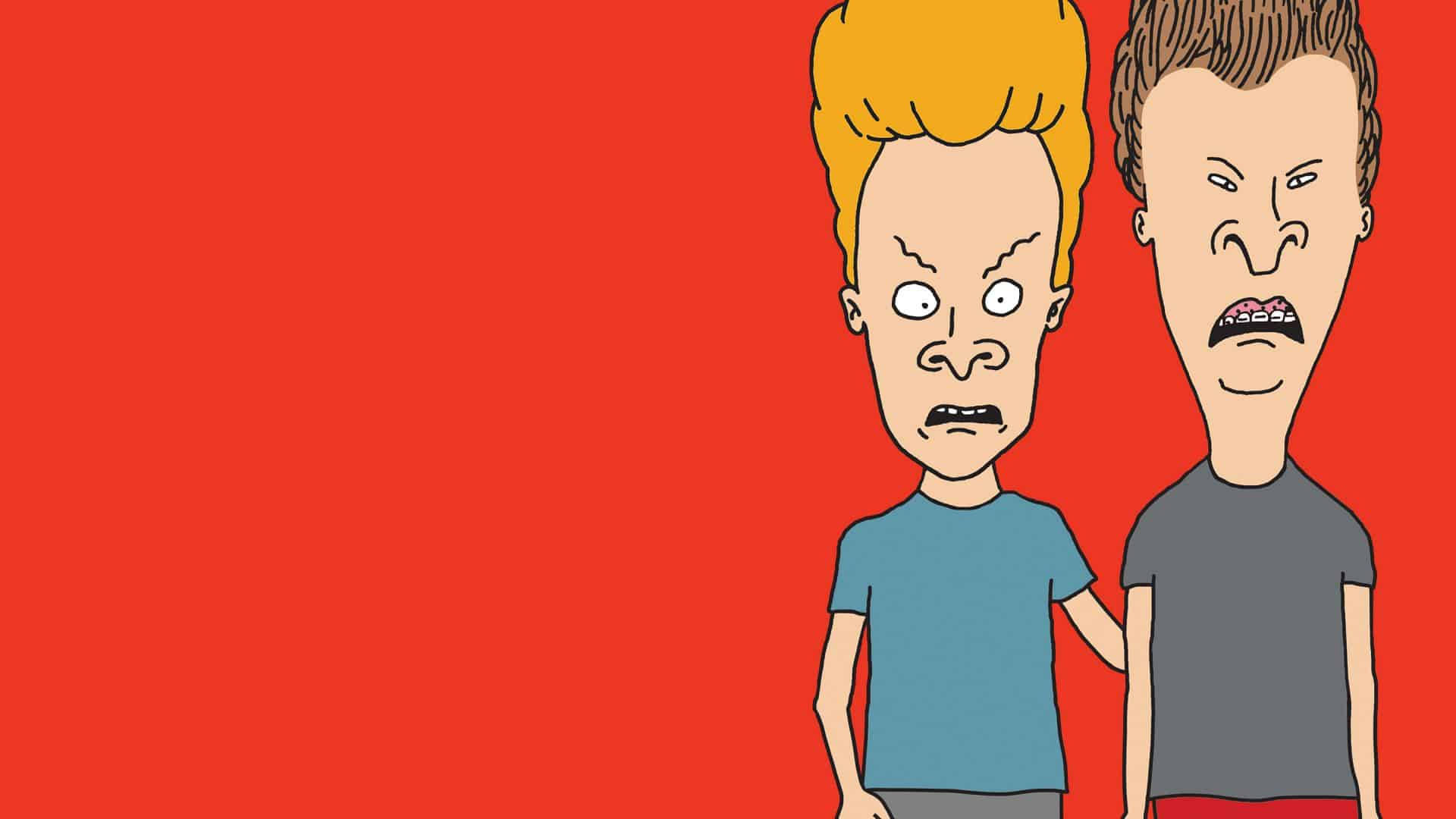 Beavis And Butt Head, red, solid red background, Full HD Desktop Wallpaper